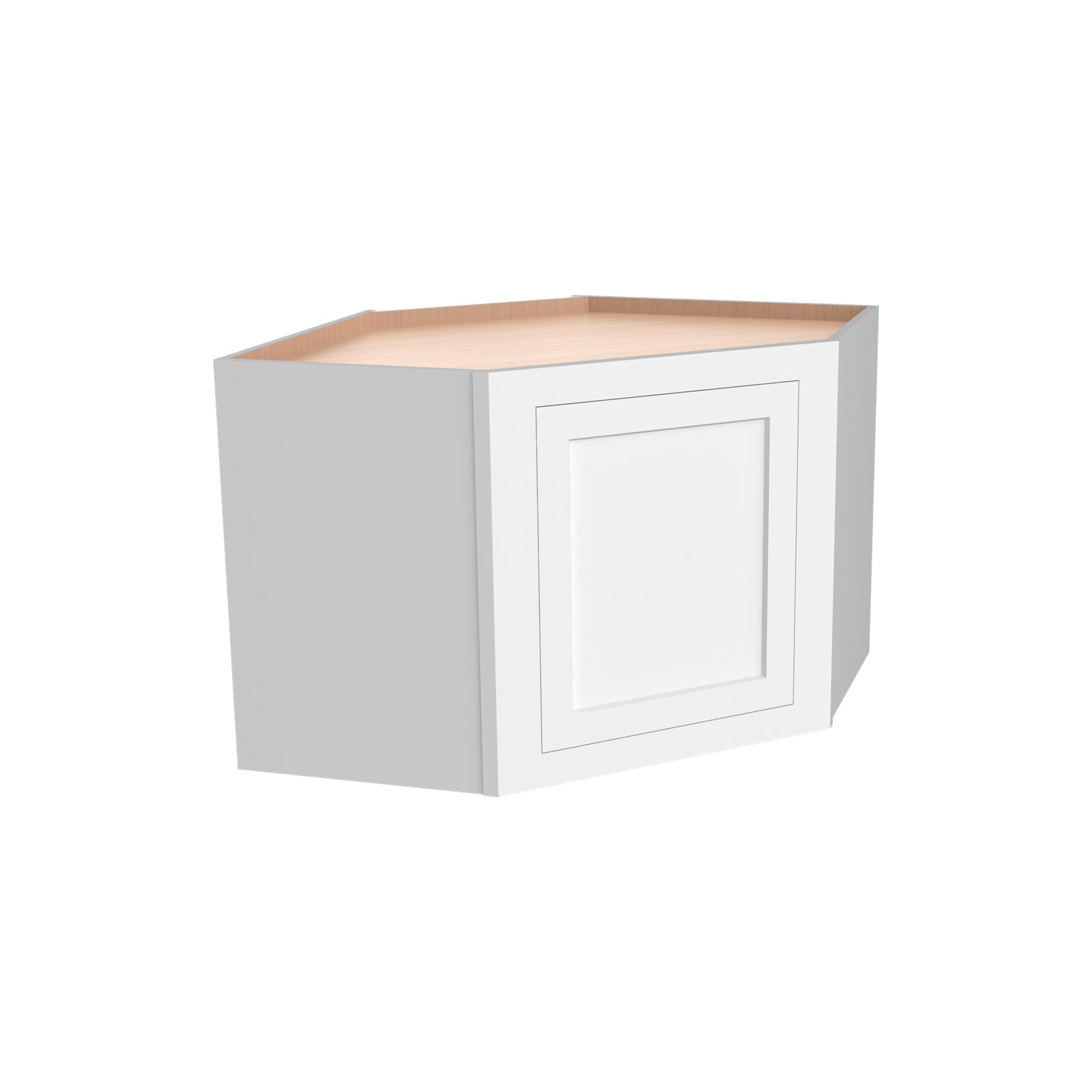 Inset Origami White RTA 25.5"W x 18-42"H x 13.5"D 4-Size Diagonal Corner Wall Cabinet with 2-3 Shelves