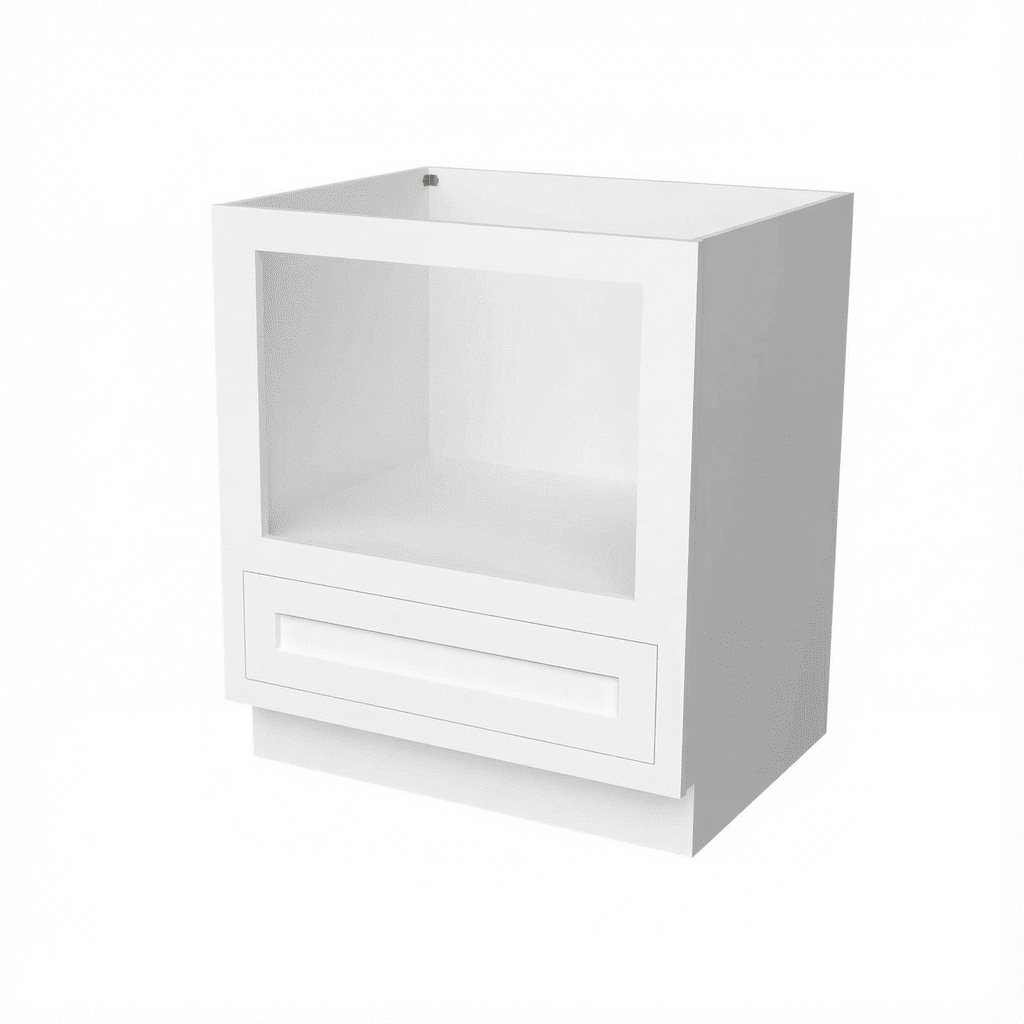 Inset Origami White RTA 27-30"W x 34.5"H x 25"D 2-Size Drawer Base Cabinet with Microwave Opening
