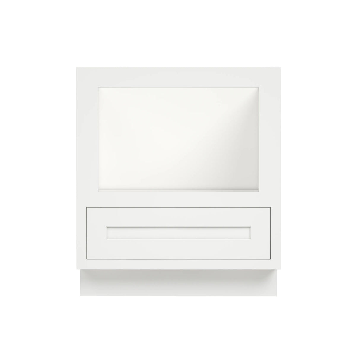 Inset Origami White RTA 27-30"W x 34.5"H x 25"D 2-Size Drawer Base Cabinet with Microwave Opening