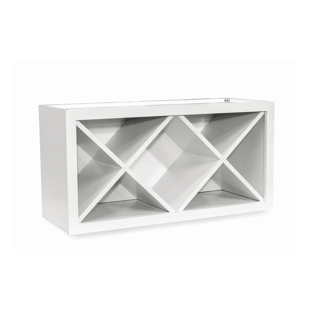 Inset Origami White RTA 30-36"W x 15-18"H x 13.5"D 4-Size X-Shaped Wine Grid Wall Rack Cabinet