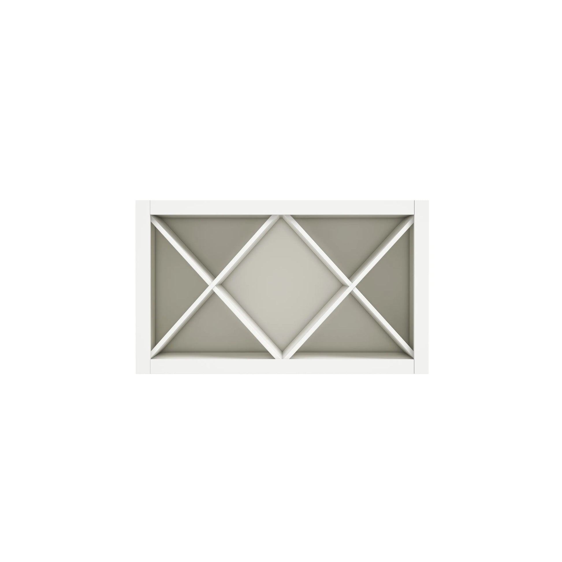 Inset Origami White RTA 30-36"W x 15-18"H x 13.5"D 4-Size X-Shaped Wine Grid Wall Rack Cabinet
