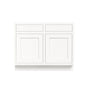Inset Origami White RTA 39-42"W x 34.5"H x 25"D 2-Size Double Drawers Base Cabinet with 2 Doors