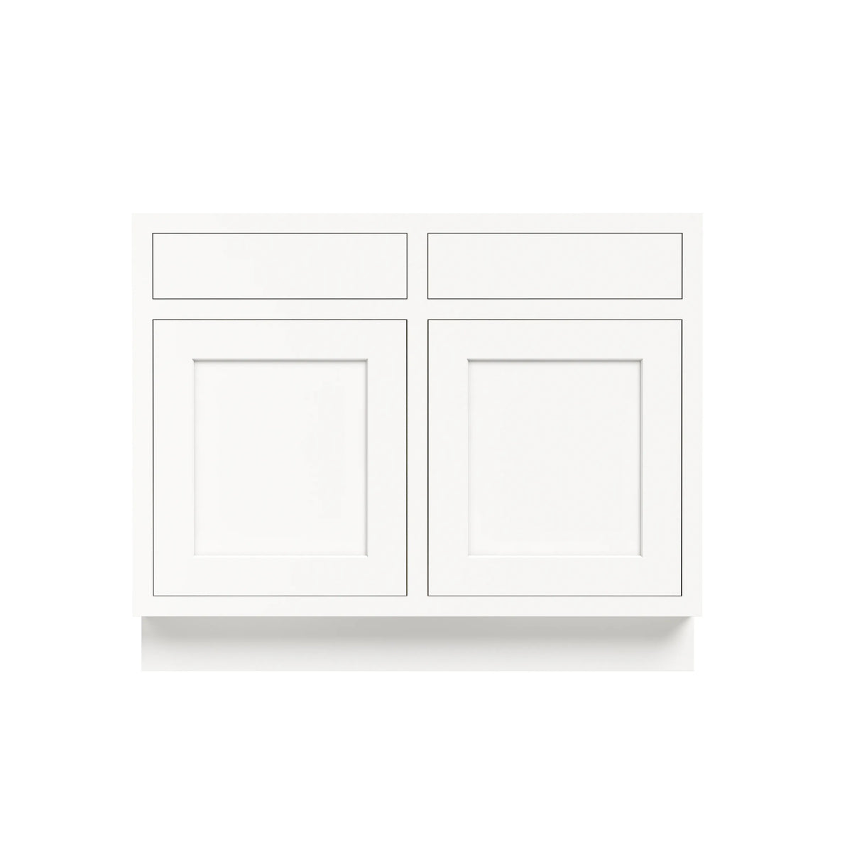 Inset Origami White RTA 39-42"W x 34.5"H x 25"D 2-Size Double Drawers Base Cabinet with 2 Doors