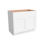 Inset Origami White RTA 39-42"W x 34.5"H x 25"D 2-Size Sink Base Cabinet with 2 Doors and 2 False Drawers