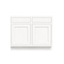 Inset Origami White RTA 39-42"W x 34.5"H x 25"D 2-Size Sink Base Cabinet with 2 Doors and 2 False Drawers