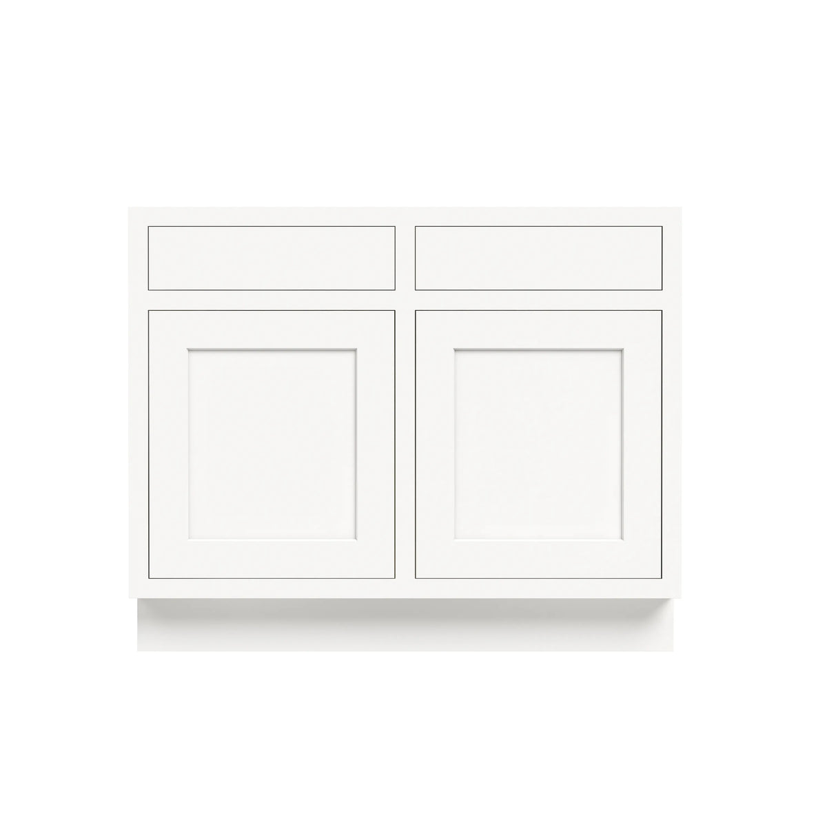 Inset Origami White RTA 39-42"W x 34.5"H x 25"D 2-Size Sink Base Cabinet with 2 Doors and 2 False Drawers