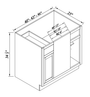 Inset Origami White RTA 40-46"W x 34.5"H x 25"D 3-Size Blind Corner Base Cabinet with 1 Door, 1 Drawer and 1 Shelf
