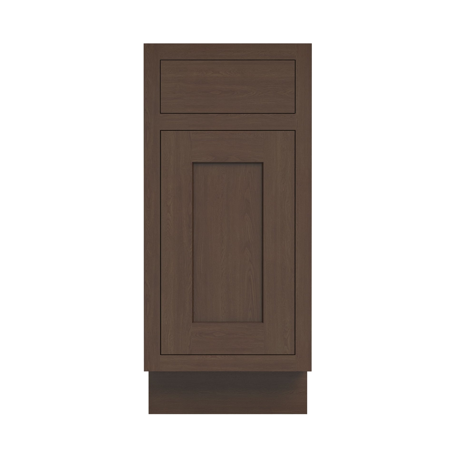Inset Truffle Brown RTA 12-21"W x 34.5"H x 25"D 4-Size Single Drawer Base Cabinet with 1 Door