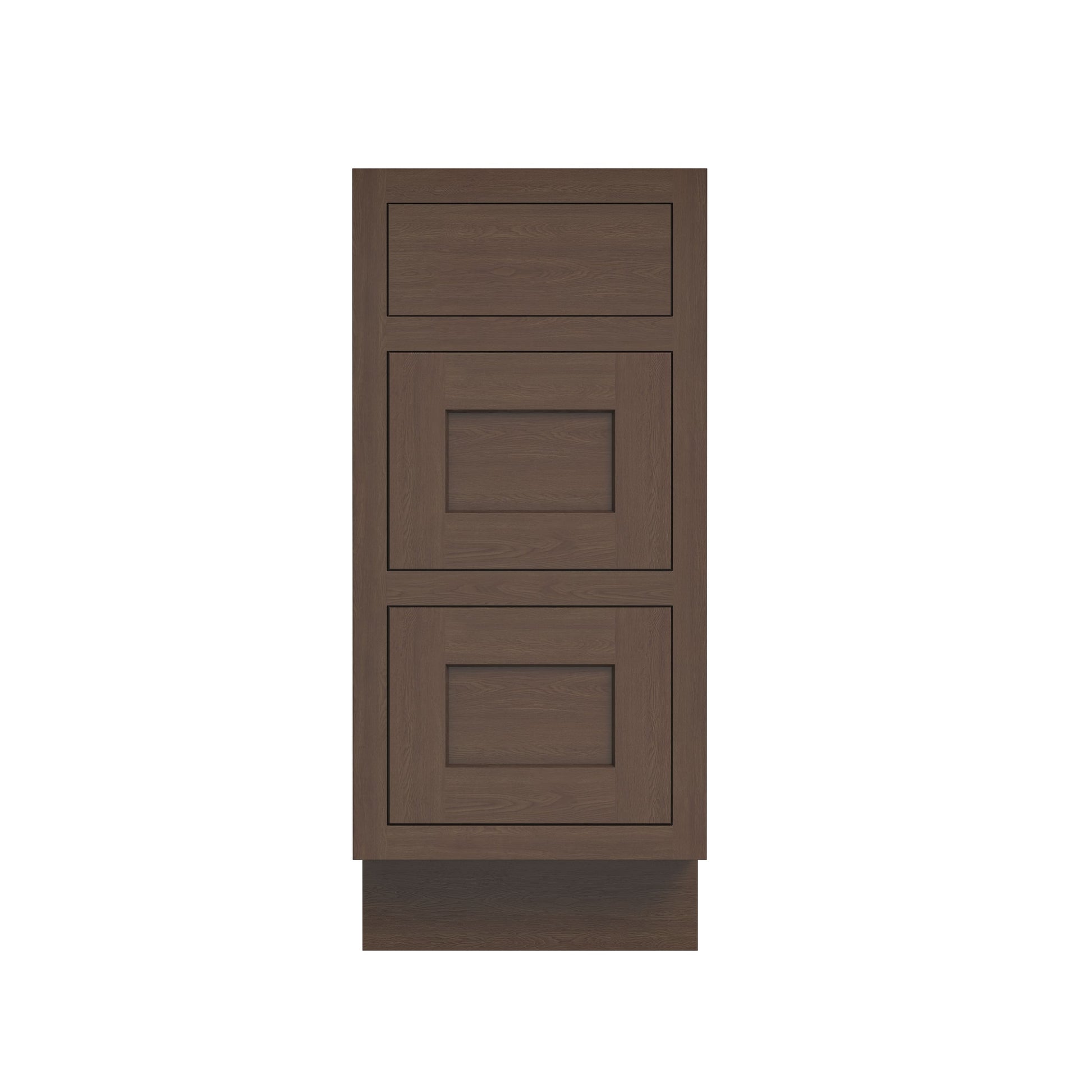 Inset Truffle Brown RTA 12-36"W x 34.5"H x 25"D 9-Size Base Cabinet with 3 Drawers