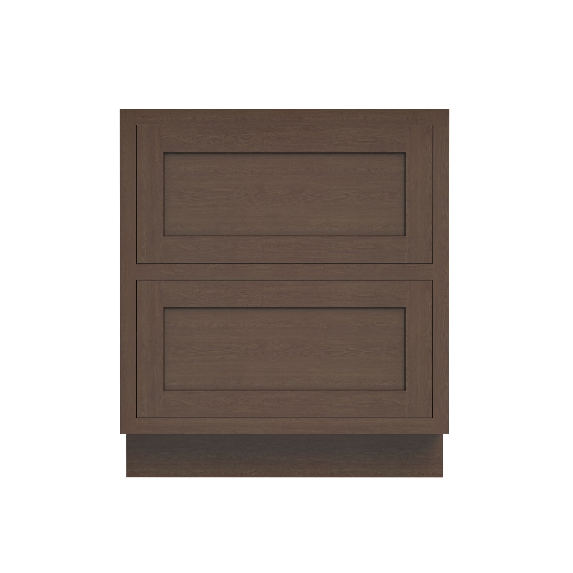 Inset Truffle Brown RTA 24-30"W x 34.5"H x 25"D 2-Size Base Cabinet with 2 Drawers