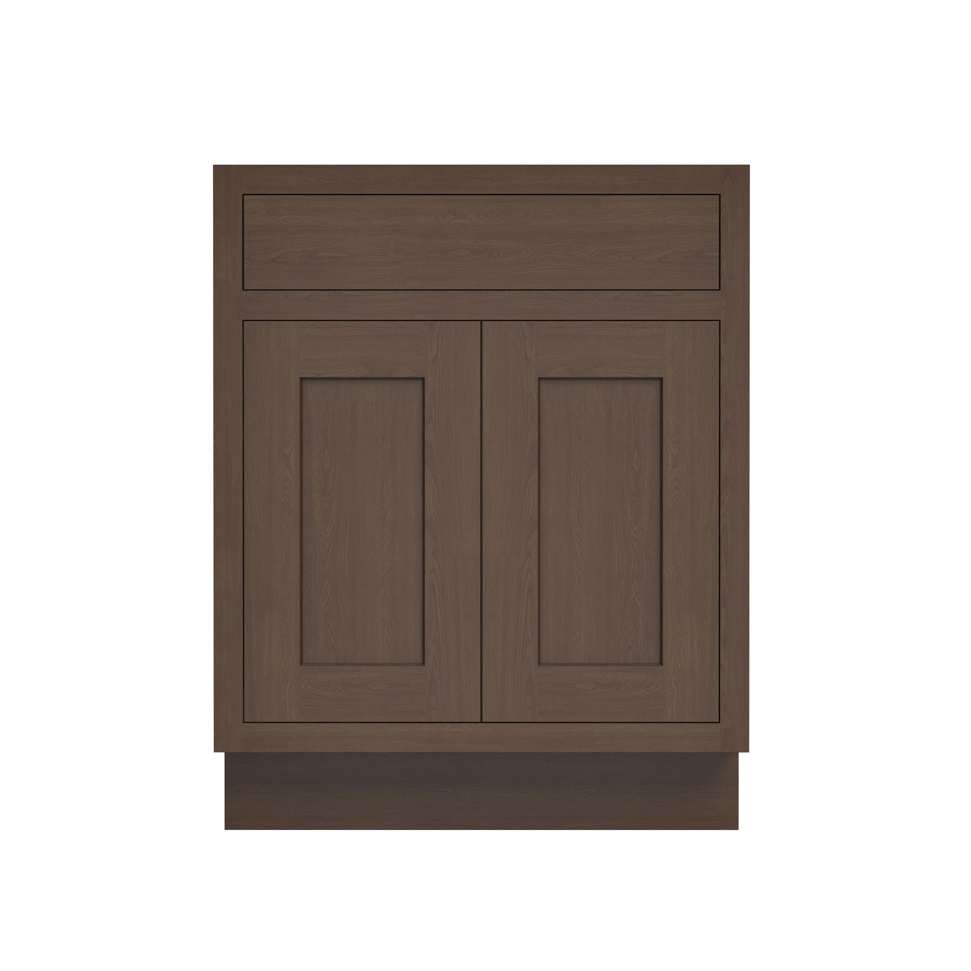 Inset Truffle Brown RTA 24-36"W x 34.5"H x 25"D 5-Size Sink Base Cabinet with 2 Doors and 1 False Drawer
