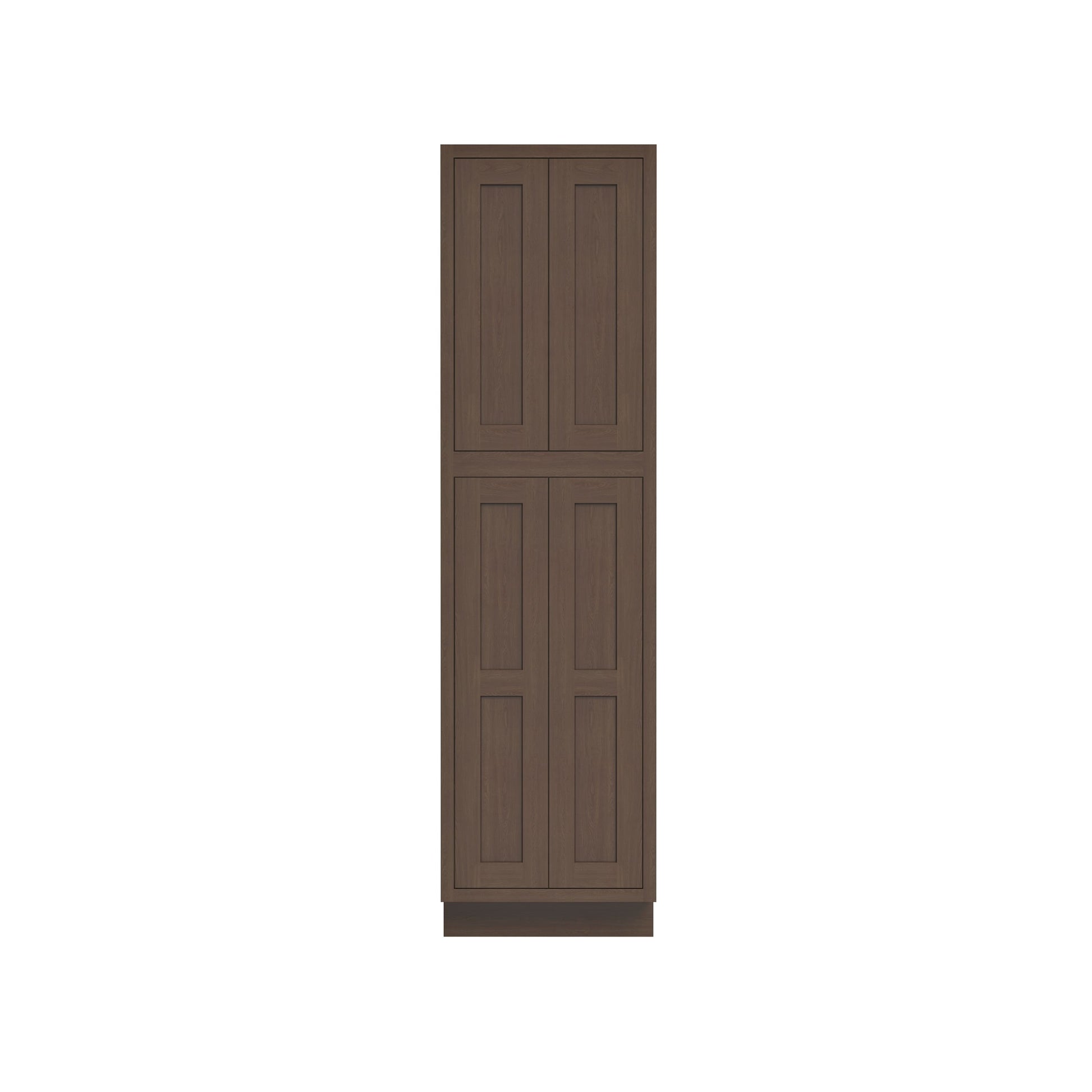 Inset Truffle Brown RTA 24-36"W x 84-96"H x 25"D 9-Size Pantry Cabinet with 4 Doors and 4 Shelves