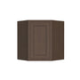 Inset Truffle Brown RTA 25.5"W x 18-42"H x 13.5"D 4-Size Diagonal Corner Wall Cabinet with 2-3 Shelves