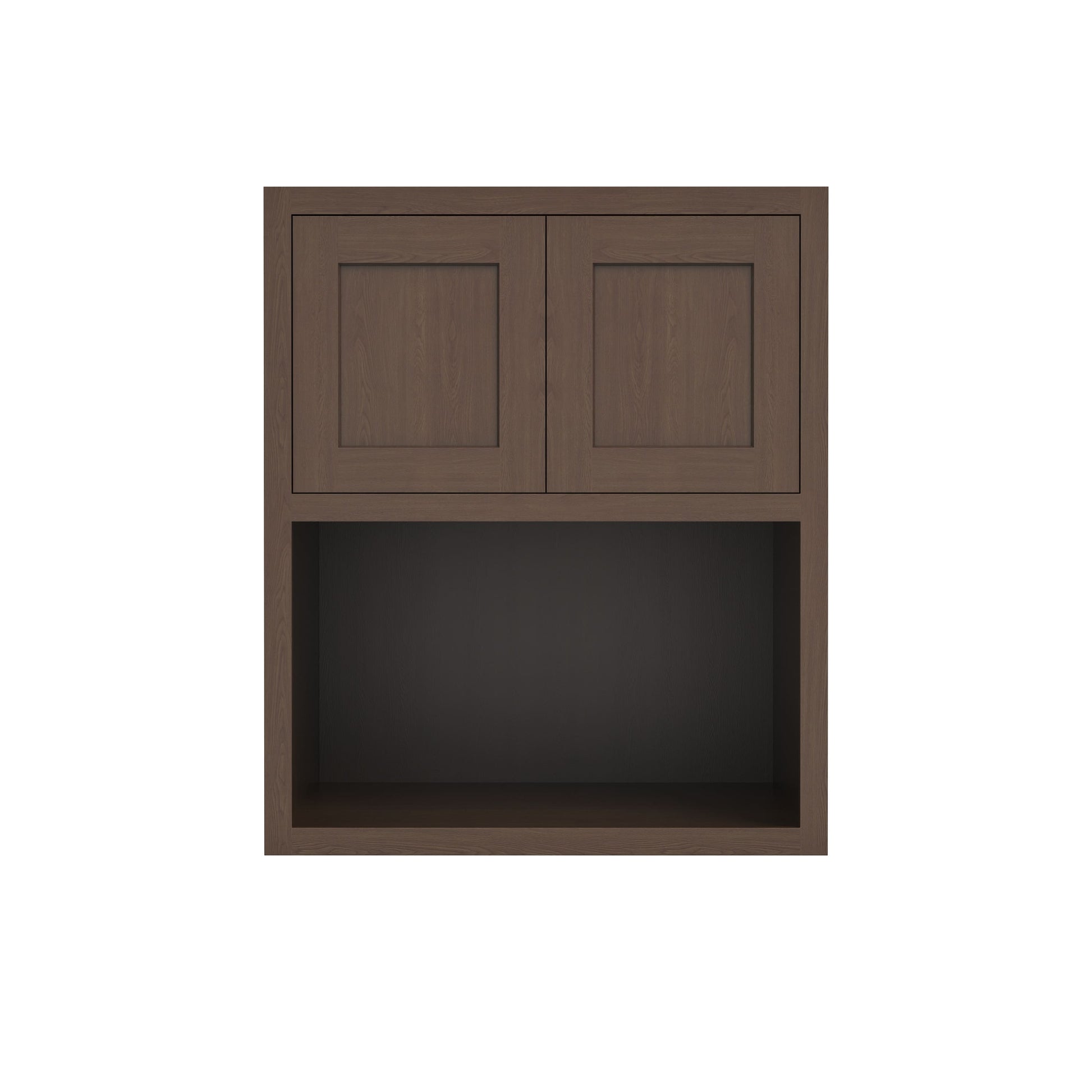 Inset Truffle Brown RTA 30"W x 30-42"H x 25"D 3-Size Double Doors Wall Cabinet with Microwave Opening