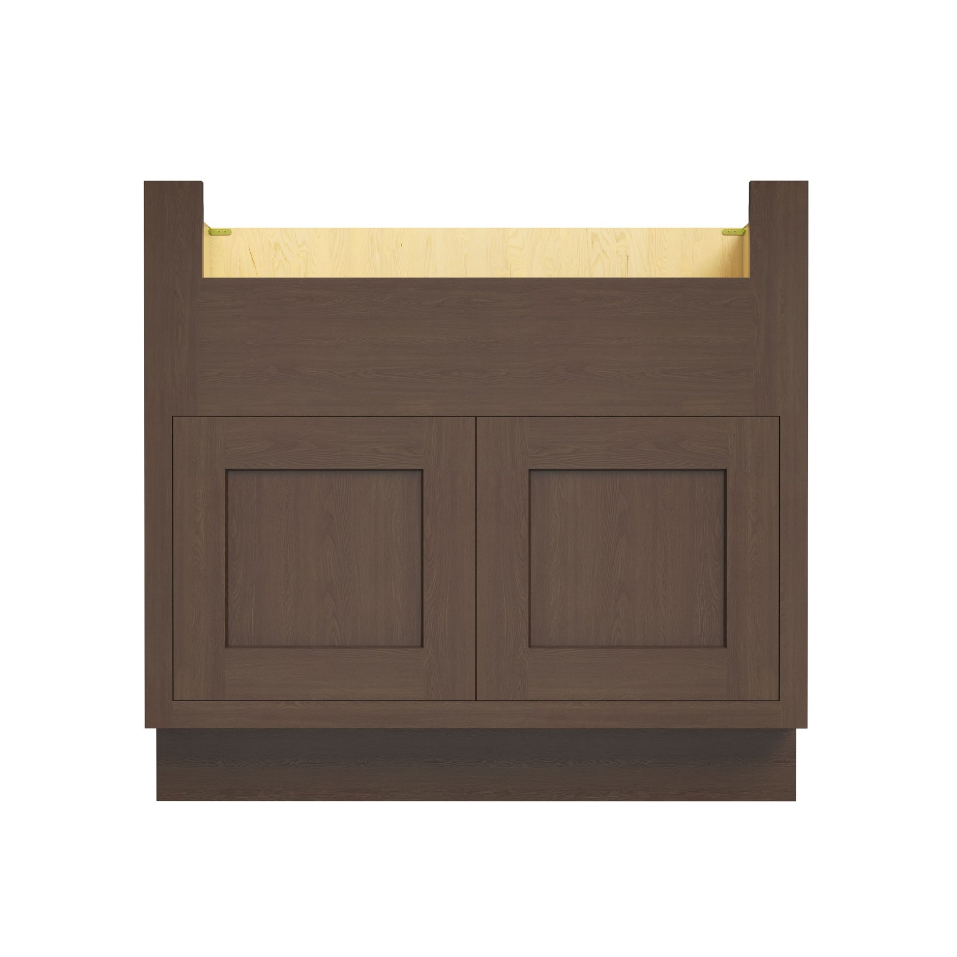 Inset Truffle Brown RTA 33-39"W x 34.5"H x 25"D 3-Size Farm Sink Base Cabinet with 2 Doors