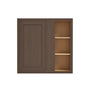 Inset Truffle Brown RTA 36"W x 30-42"H x 13.5"D 3-Size Blind Corner Wall Cabinet with 2-3 Shelves