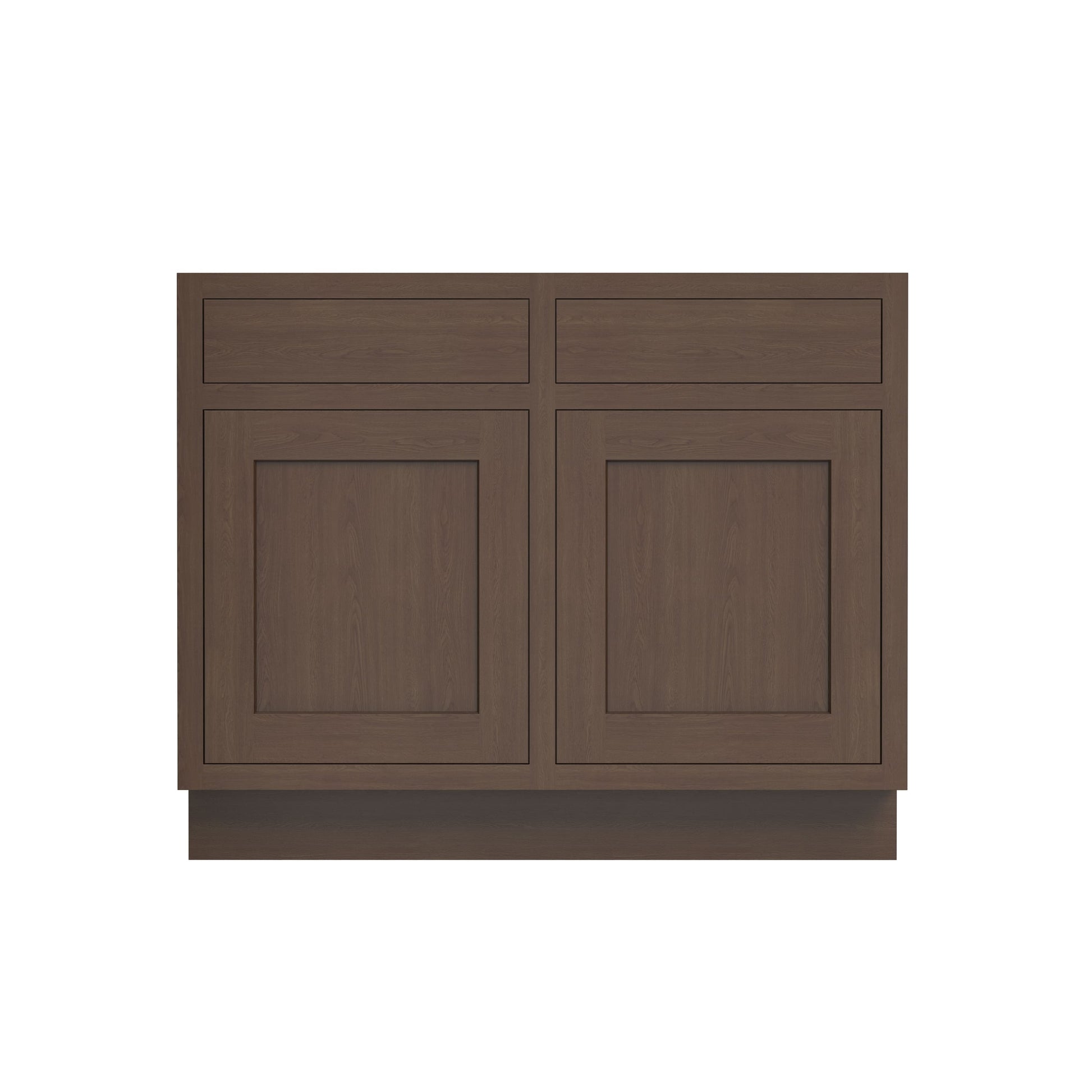 Inset Truffle Brown RTA 39-42"W x 34.5"H x 25"D 2-Size Double Drawers Base Cabinet with 2 Doors