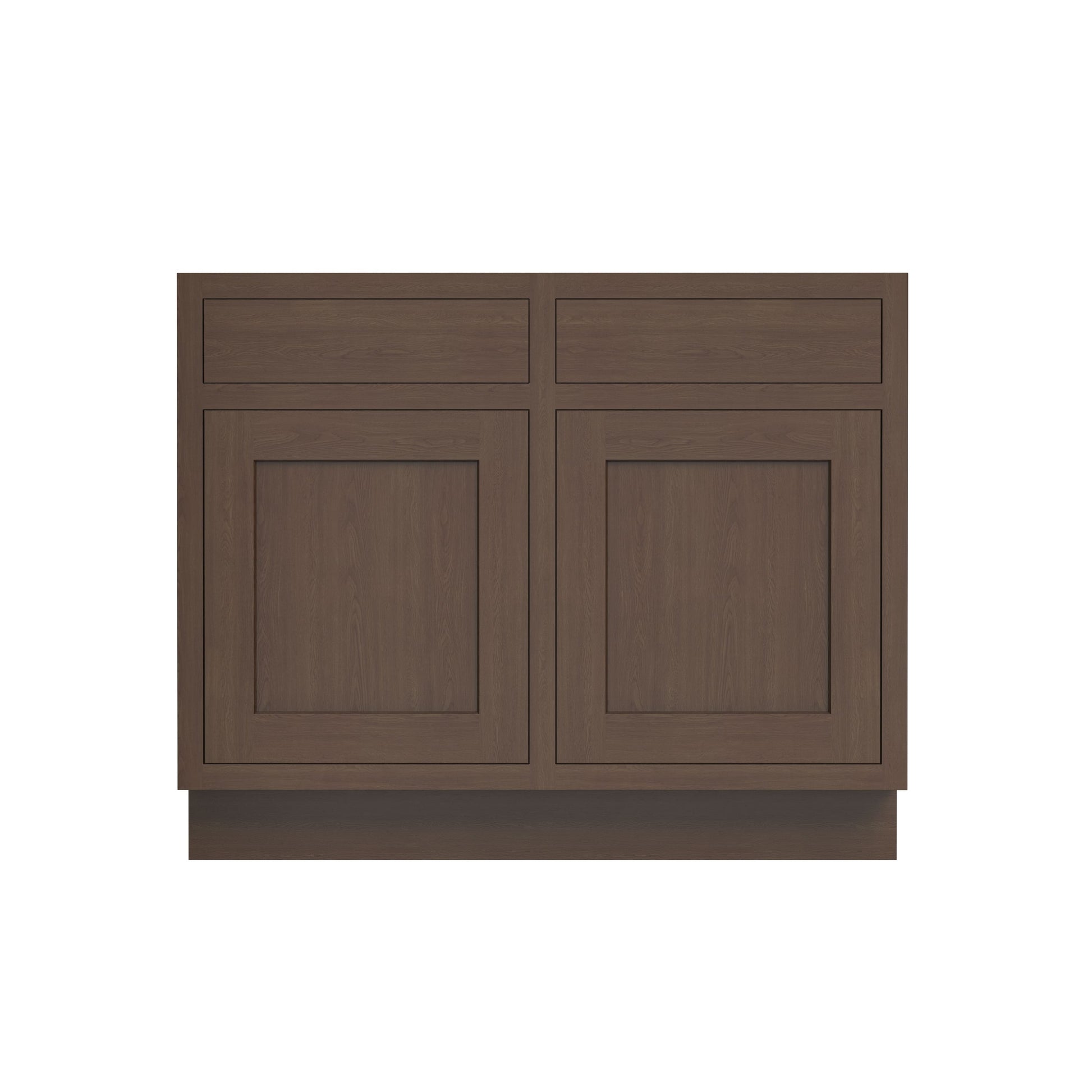 Inset Truffle Brown RTA 39-42"W x 34.5"H x 25"D 2-Size Sink Base Cabinet with 2 Doors and 2 False Drawers