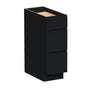 Slim Ebony Black Shaker RTA 12"-36"W x 34.5"H x 24"D 9-Size Drawer Base Cabinet with 3 Drawers