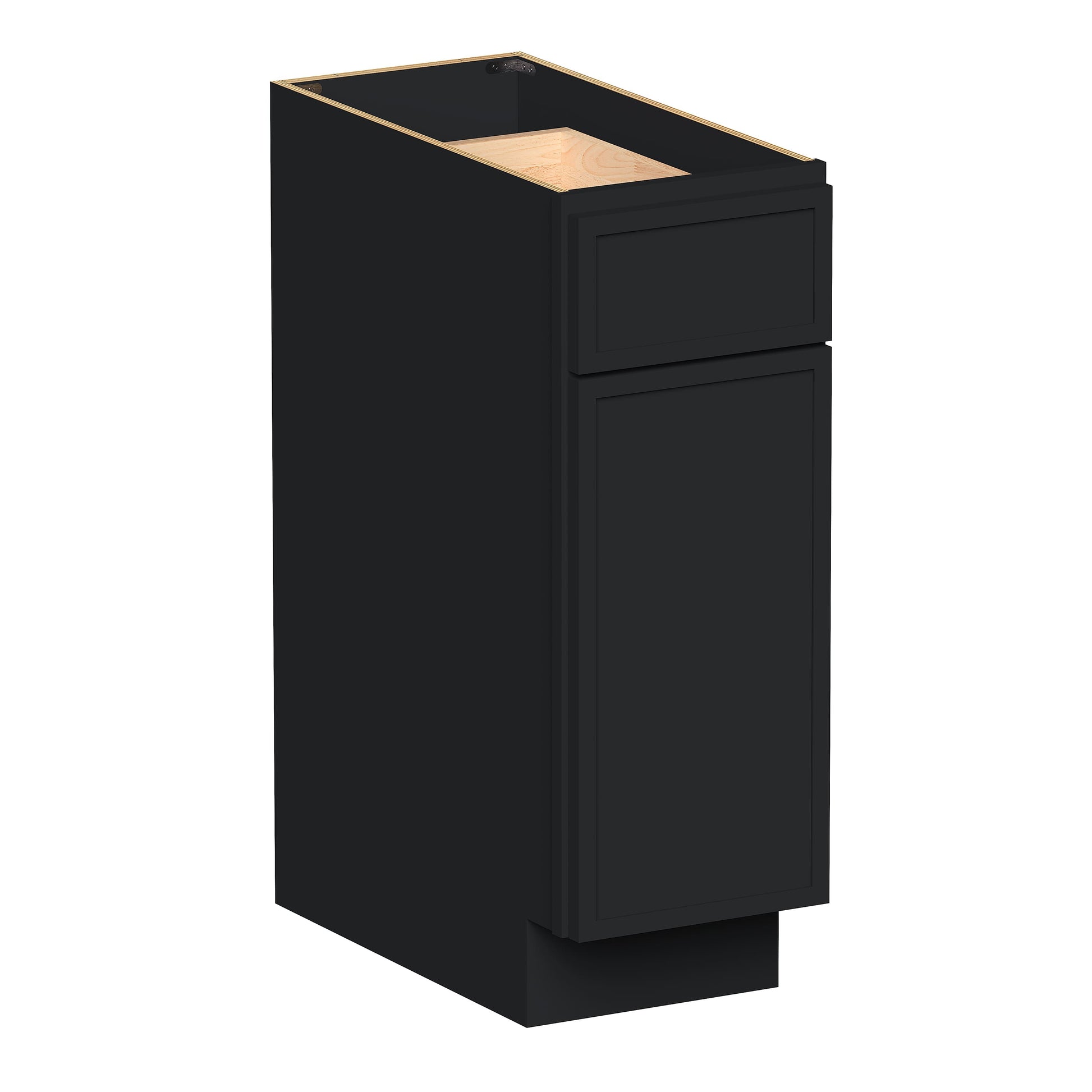 Slim Ebony Black Shaker RTA 12"/15"/18"/21"W x 34.5"H x 24"D Standard Base Cabinet with 1 Drawer and 1 Door