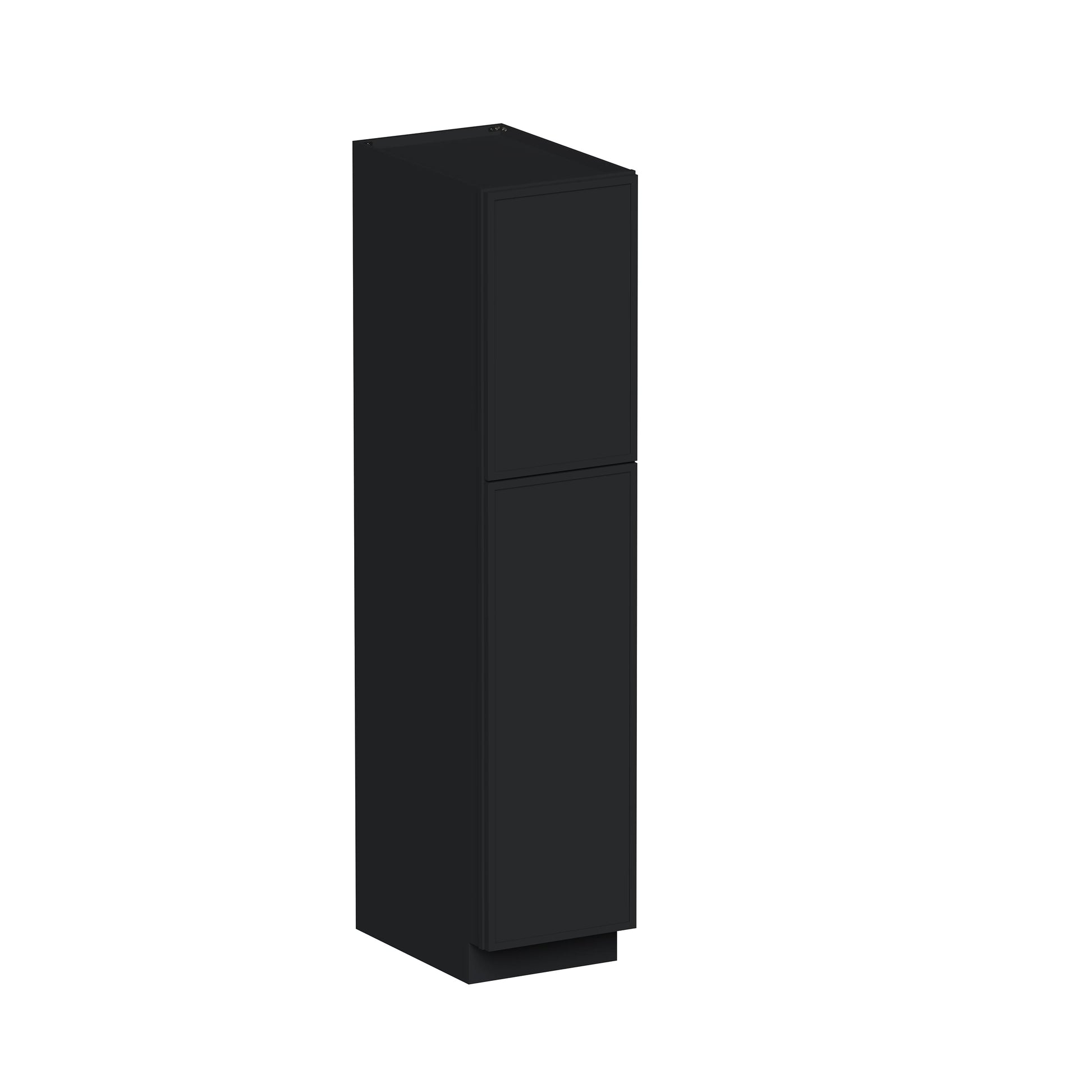 Slim Ebony Black Shaker RTA 18"W x 84"/90“/96”H x 27"D Tall Pantry Cabinet with 2 Doors and Shelves