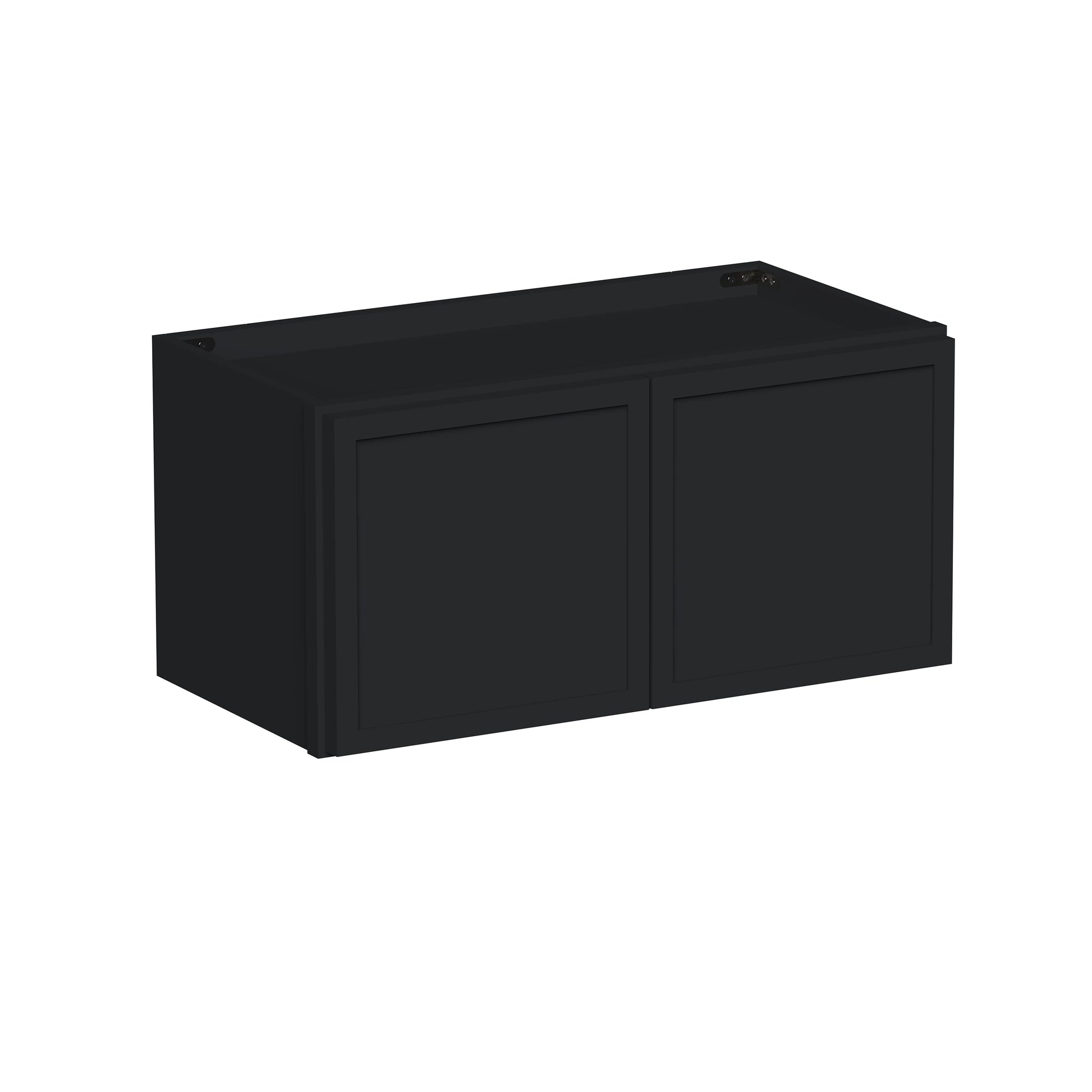 Slim Ebony Black Shaker RTA 24"-36"W x 12"-24"H x 12"D 17-Size Short Wall Cabinet with 2 Doors