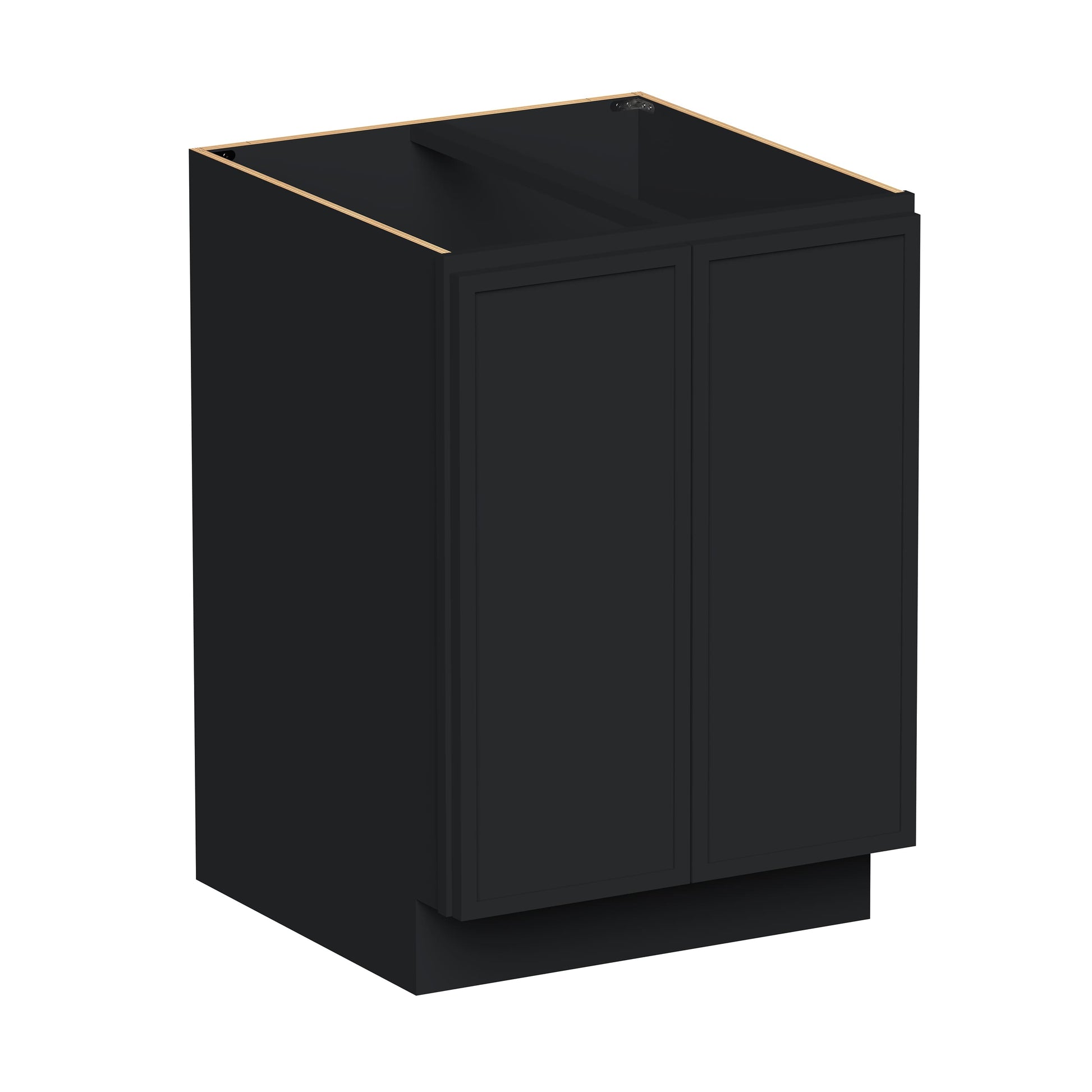 Slim Ebony Black Shaker RTA 24"-36"W x 34.5"H x 24"D 5-Size Full Height Door Base Cabinet with 2 Doors