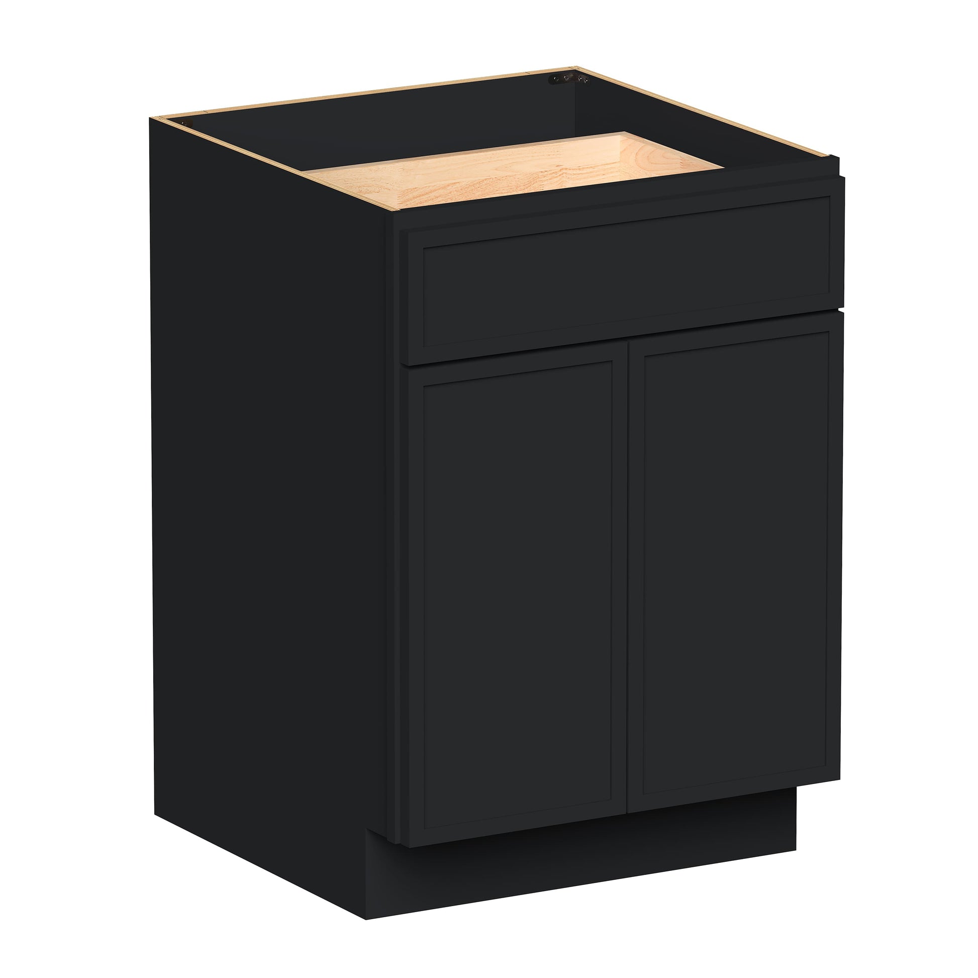 Slim Ebony Black Shaker RTA 24"/27"/30"W x 34.5"H x 24"D Standard Base Cabinet with 1 Drawer and 2 Doors