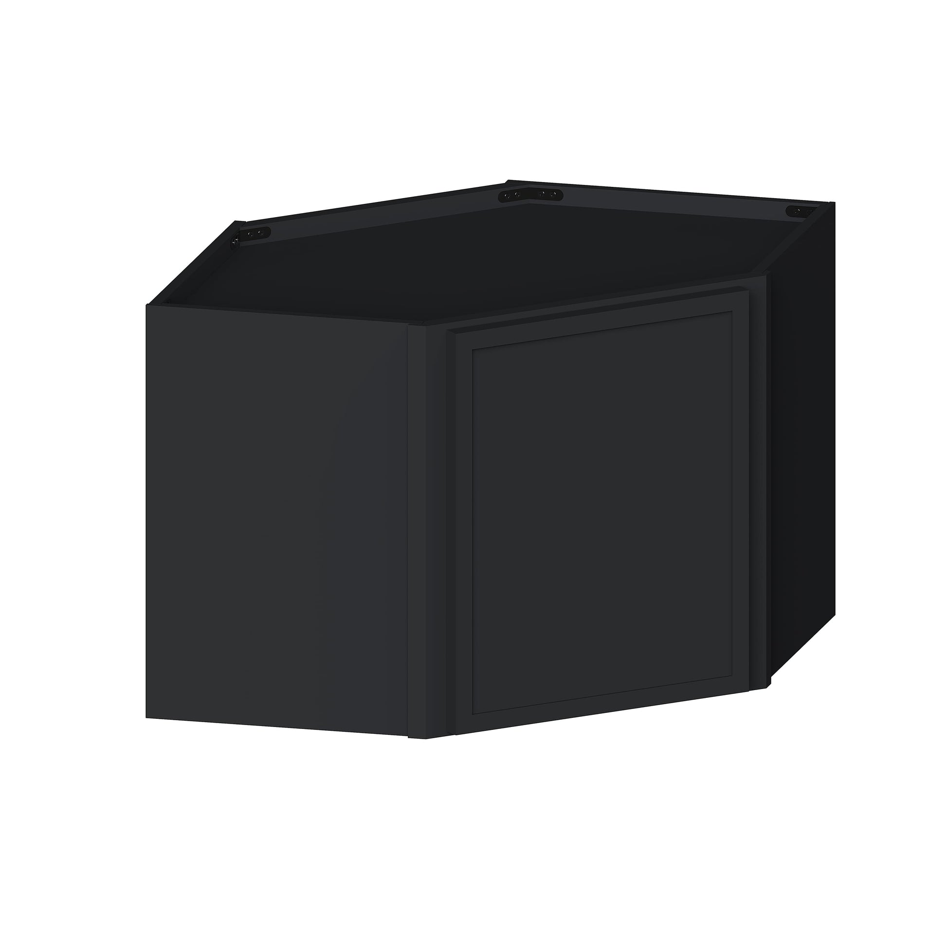Slim Ebony Black Shaker RTA 24"W x 18"/30"/36"/42"H x 12"D Diagonal Corner Wall Cabinet