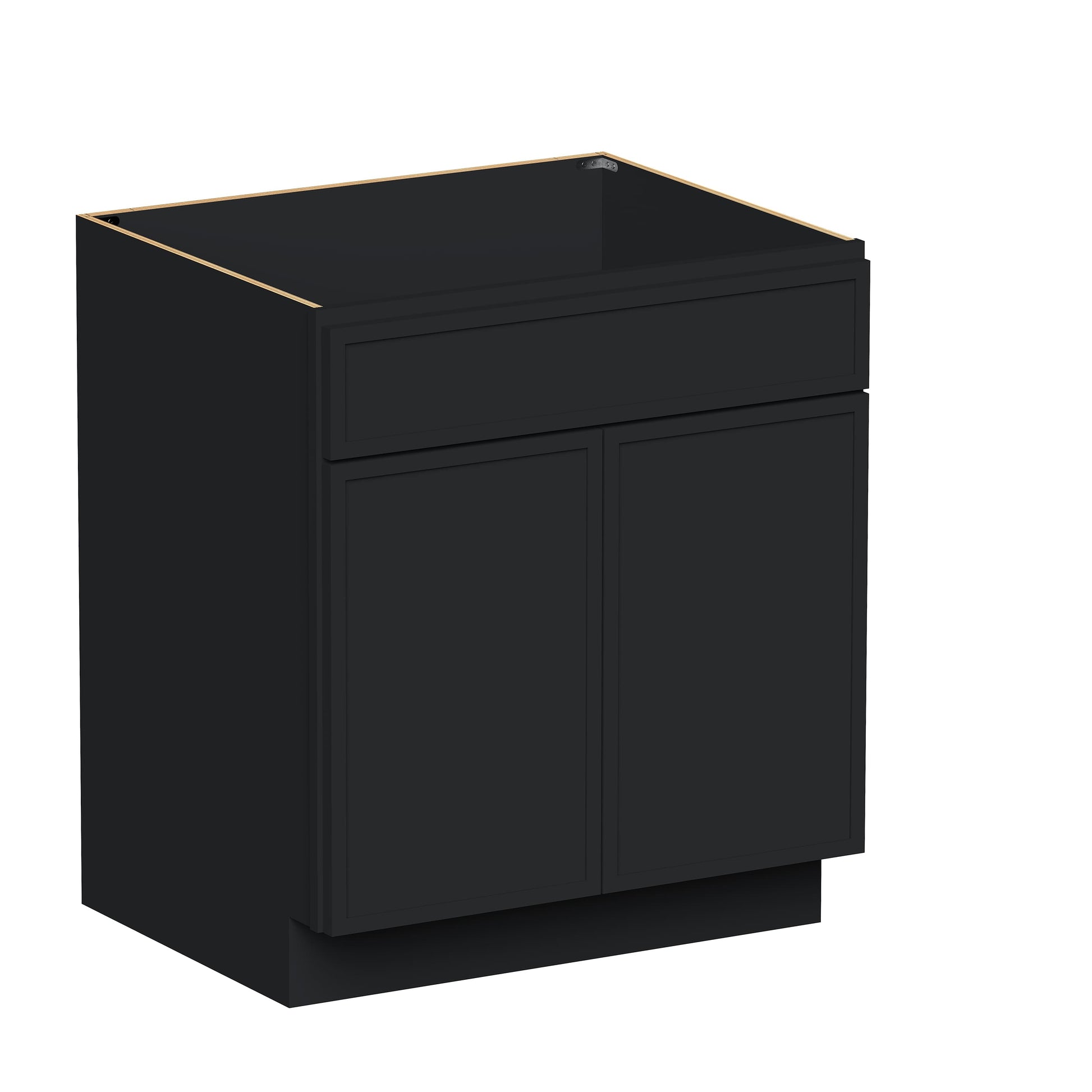 Slim Ebony Black Shaker RTA 30"/36"W x 34.5"H x 24"D Sink Base Cabinet with 2 Doors