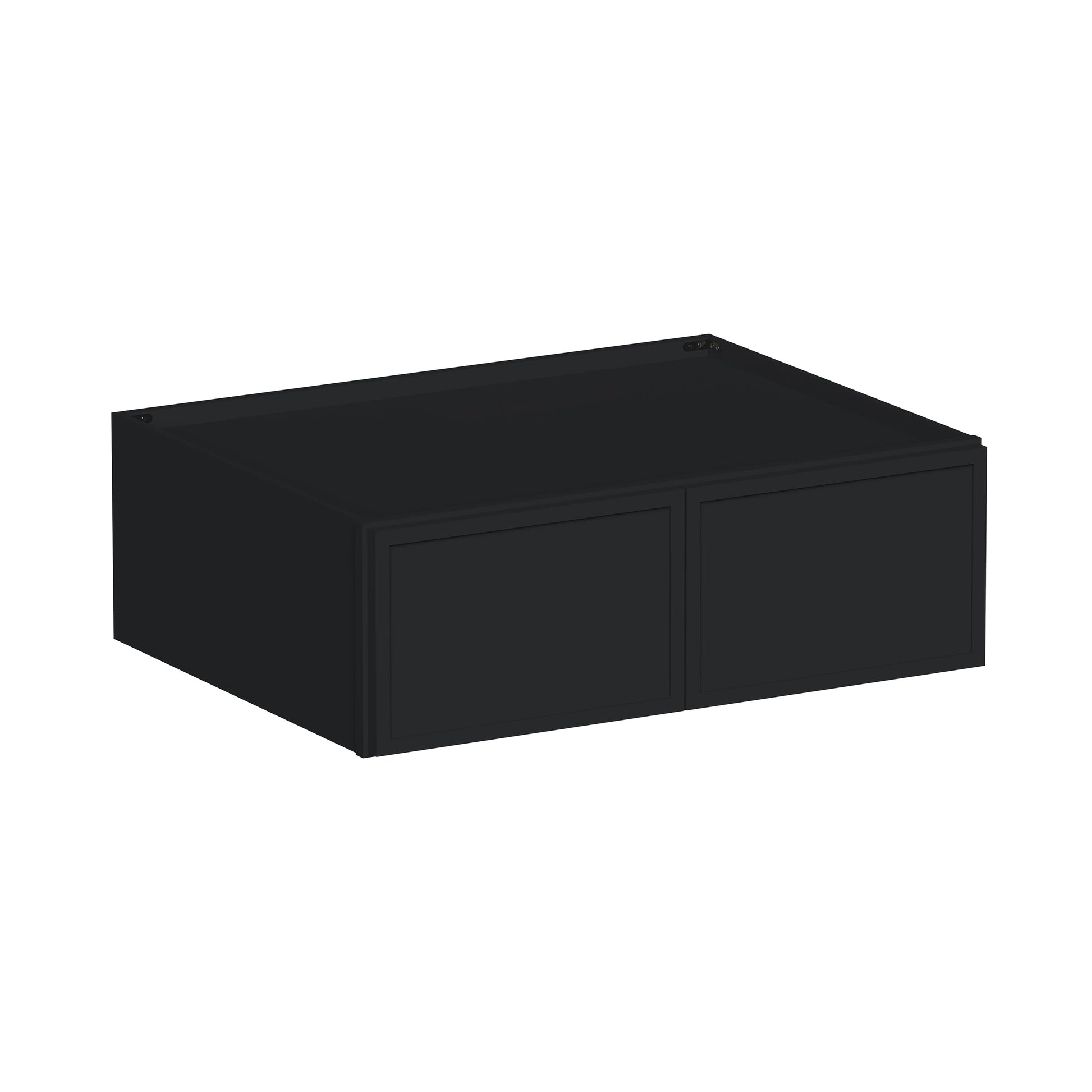 Slim Ebony Black Shaker RTA 36"W x 12"/15"/18"/24"H x 27"D Deep Wall Cabinet with 2 Doors