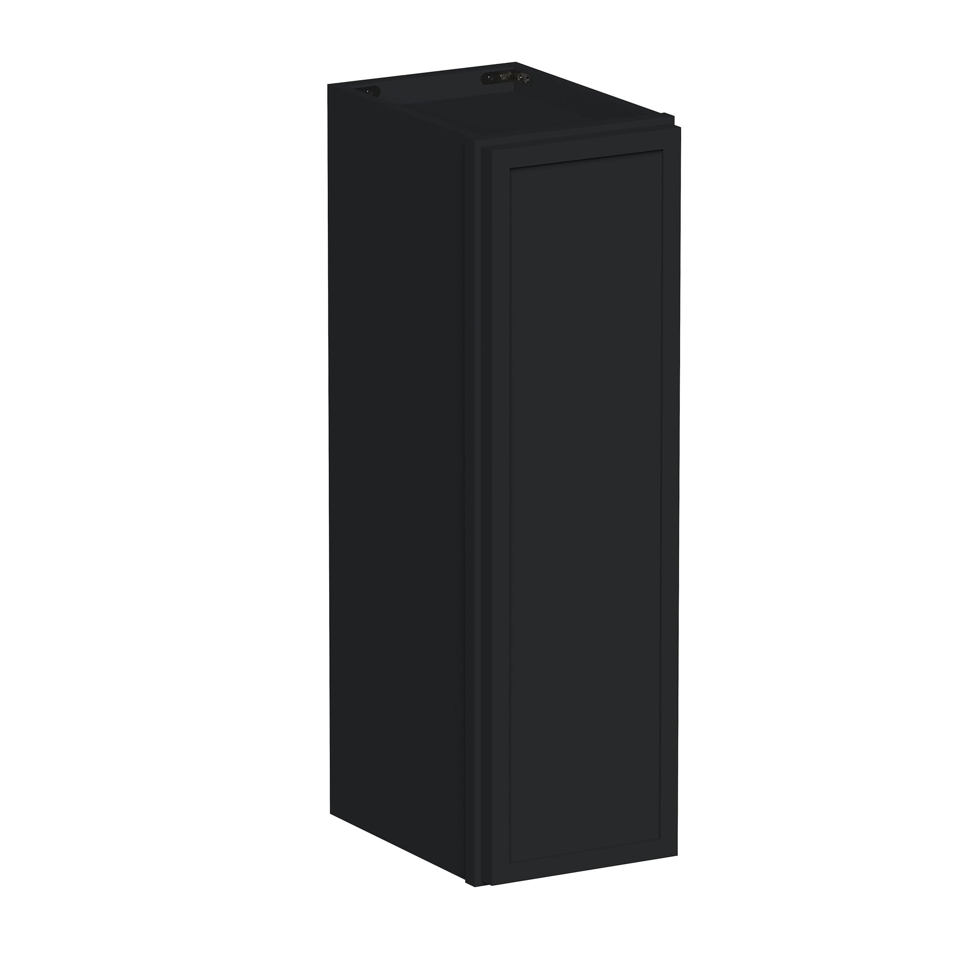 Slim Ebony Black Shaker RTA 9"-21"W x 30"/36"/42"H x 12"D 15-Size Single Door Standard Wall Cabinet