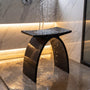 Translucent Resin Arched Solid Surface Bathroom Shower Bench in Glossy Smoke Black/Amber