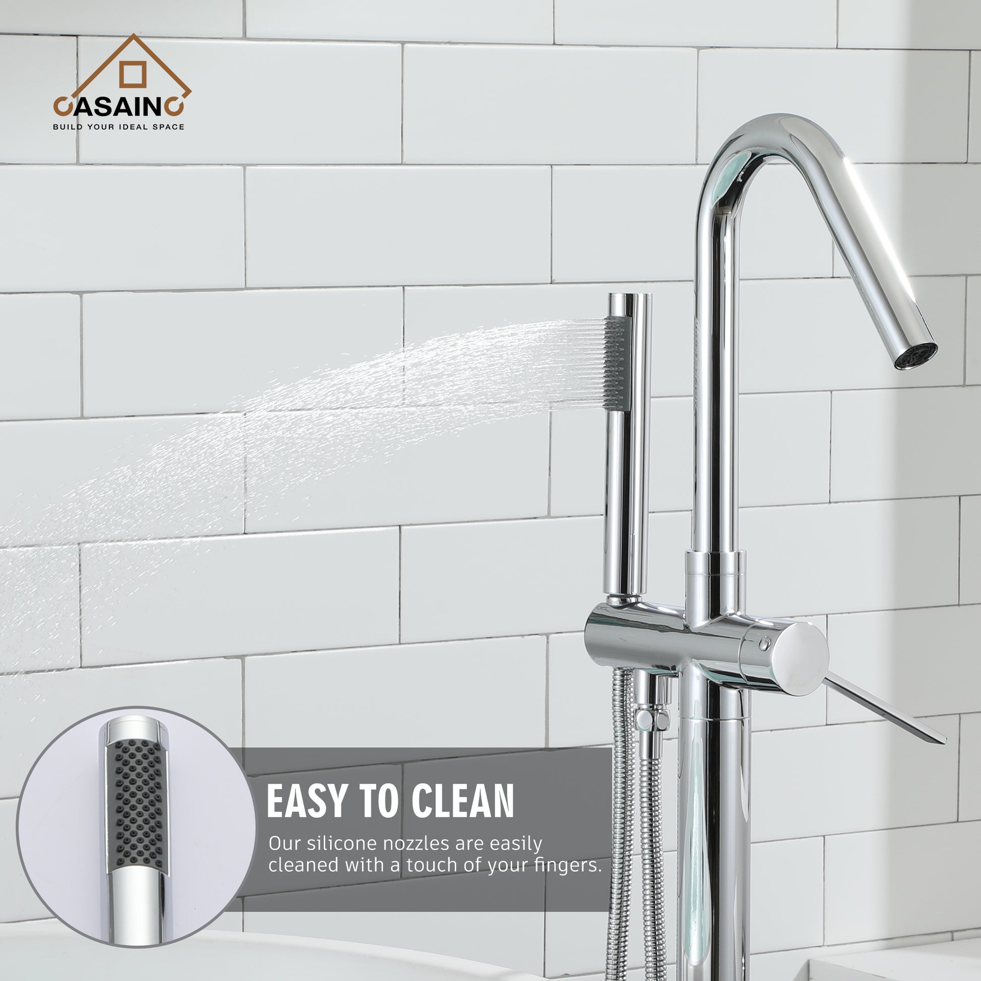 Freestanding Single-Handle Bathtub Faucet with Hand Shower