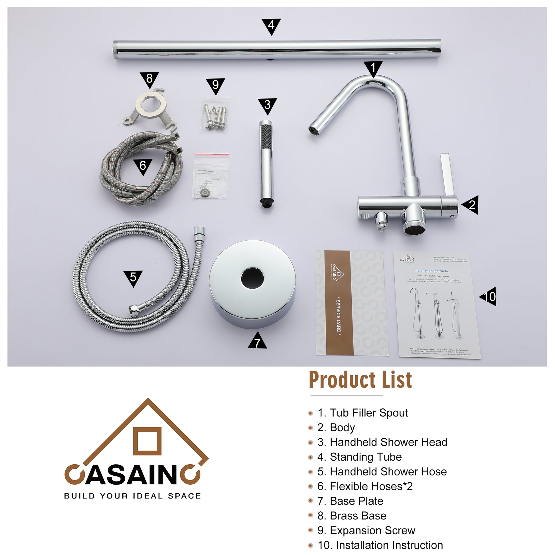 Freestanding Single-Handle Bathtub Faucet with Hand Shower