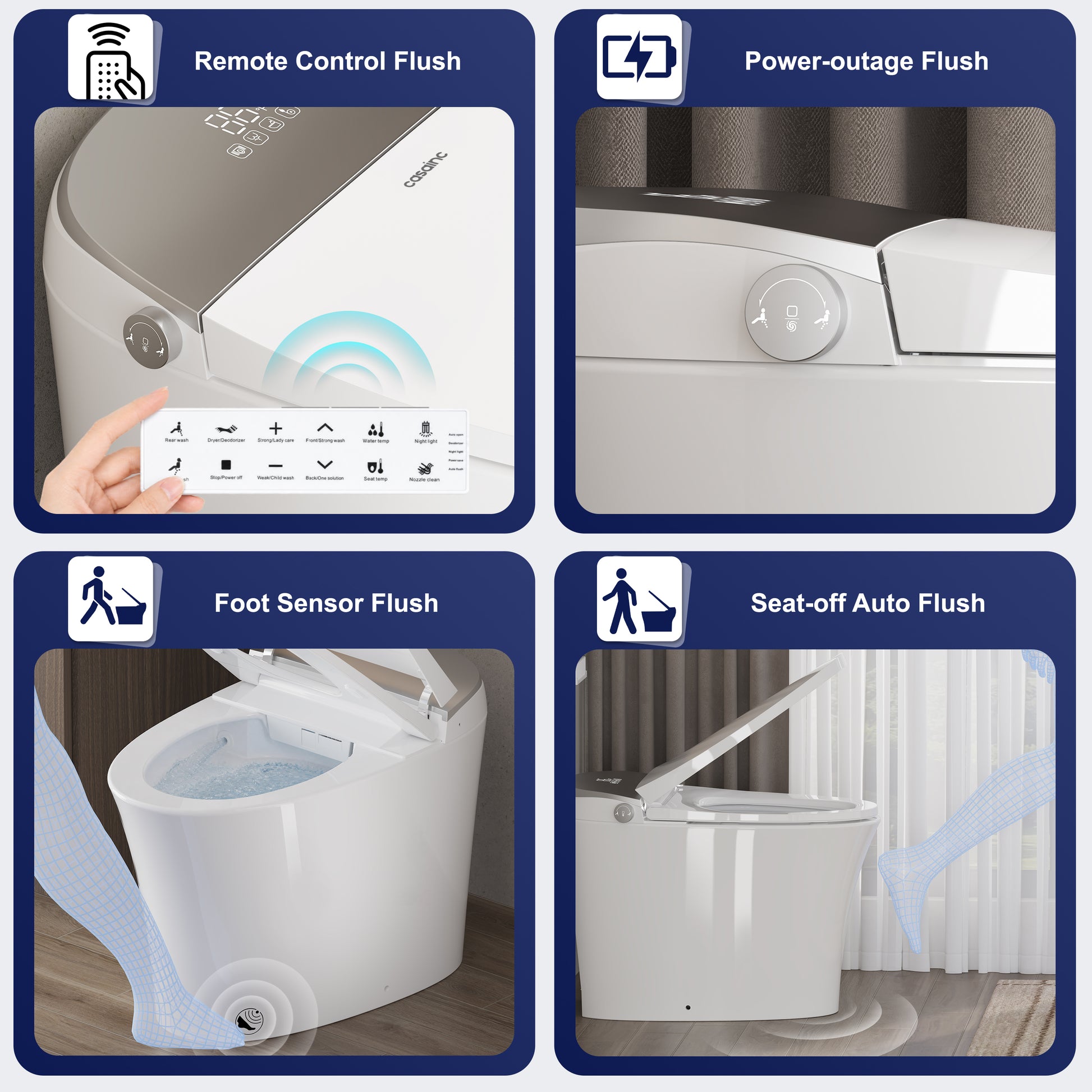 Chair Height Smart Toilet with Auto Flush & Auto Open/Close, MaP 1000g Powerful Flush