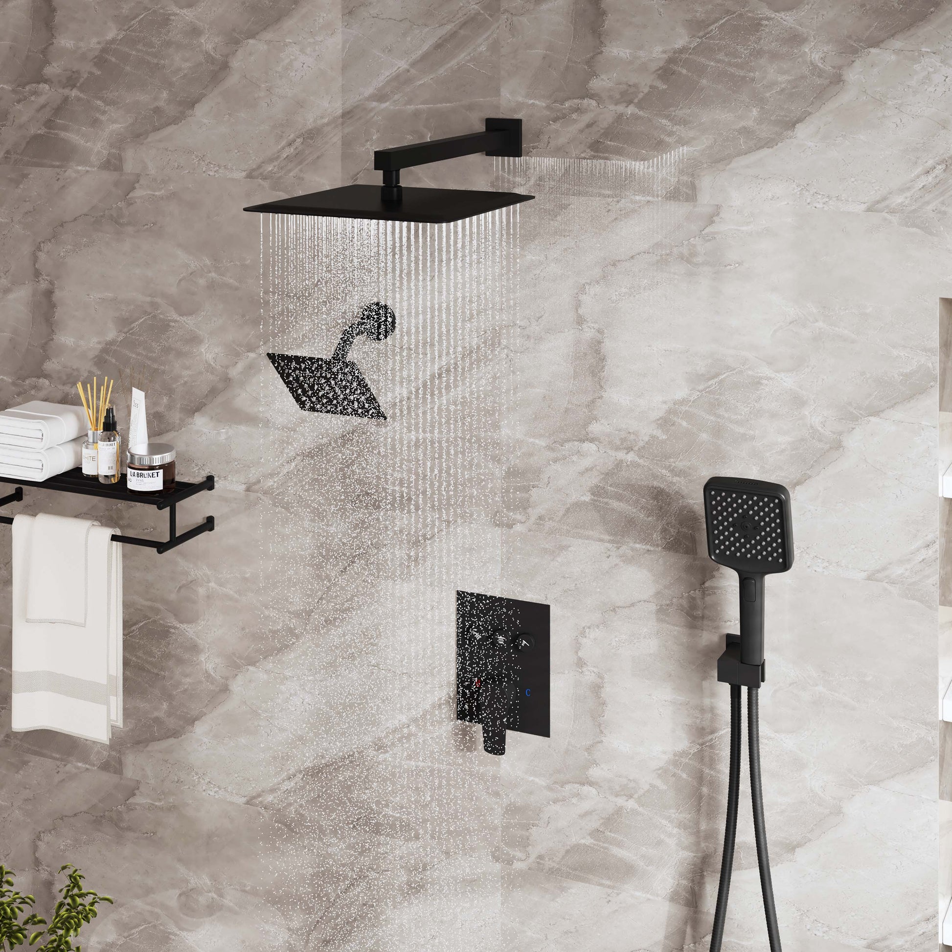 12-inch Dual Shower System with 4-Function Handheld Shower