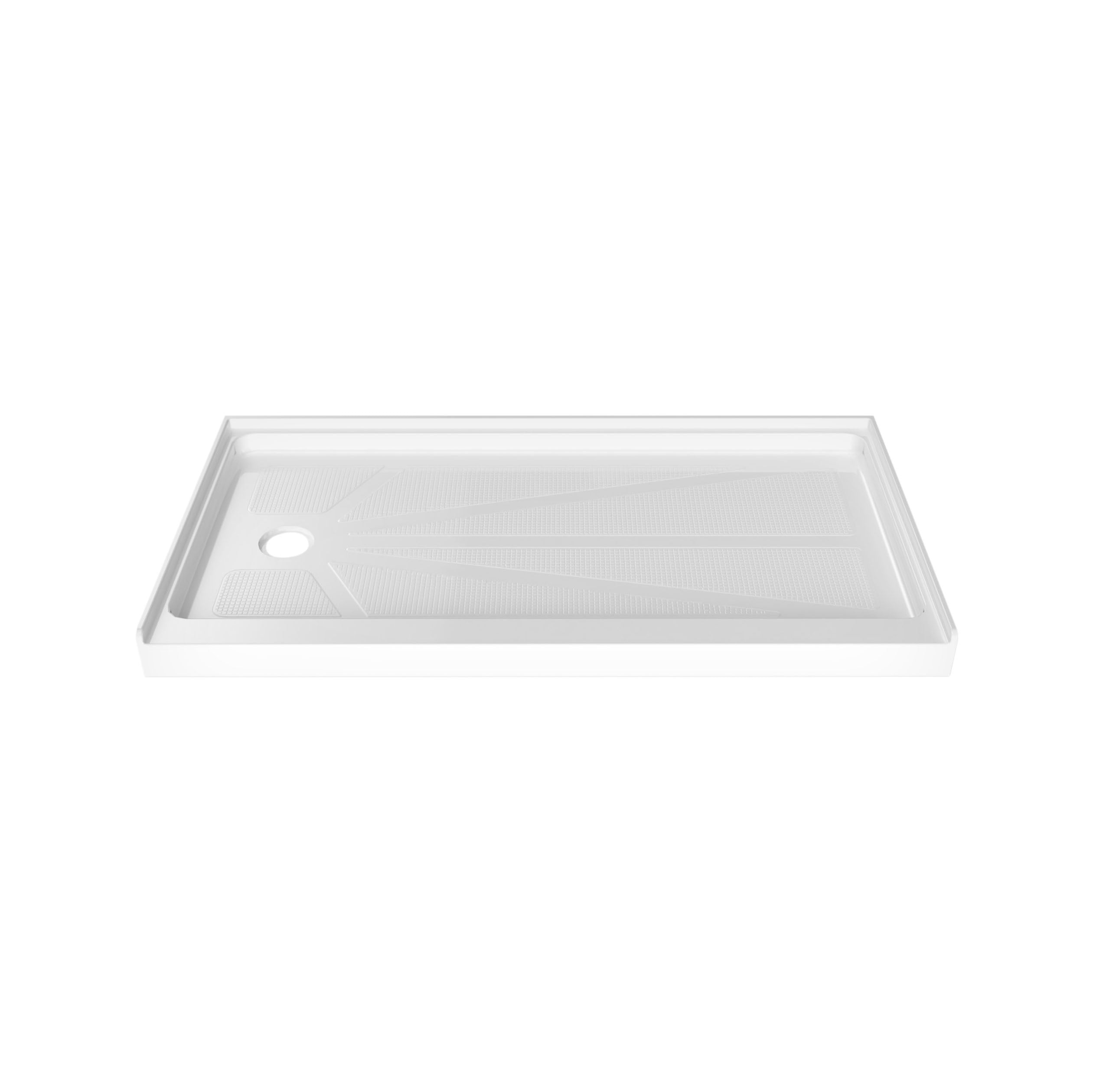 60" x 32" White Acrylic Shower Base, Anti-Slip, Left or Right Drain