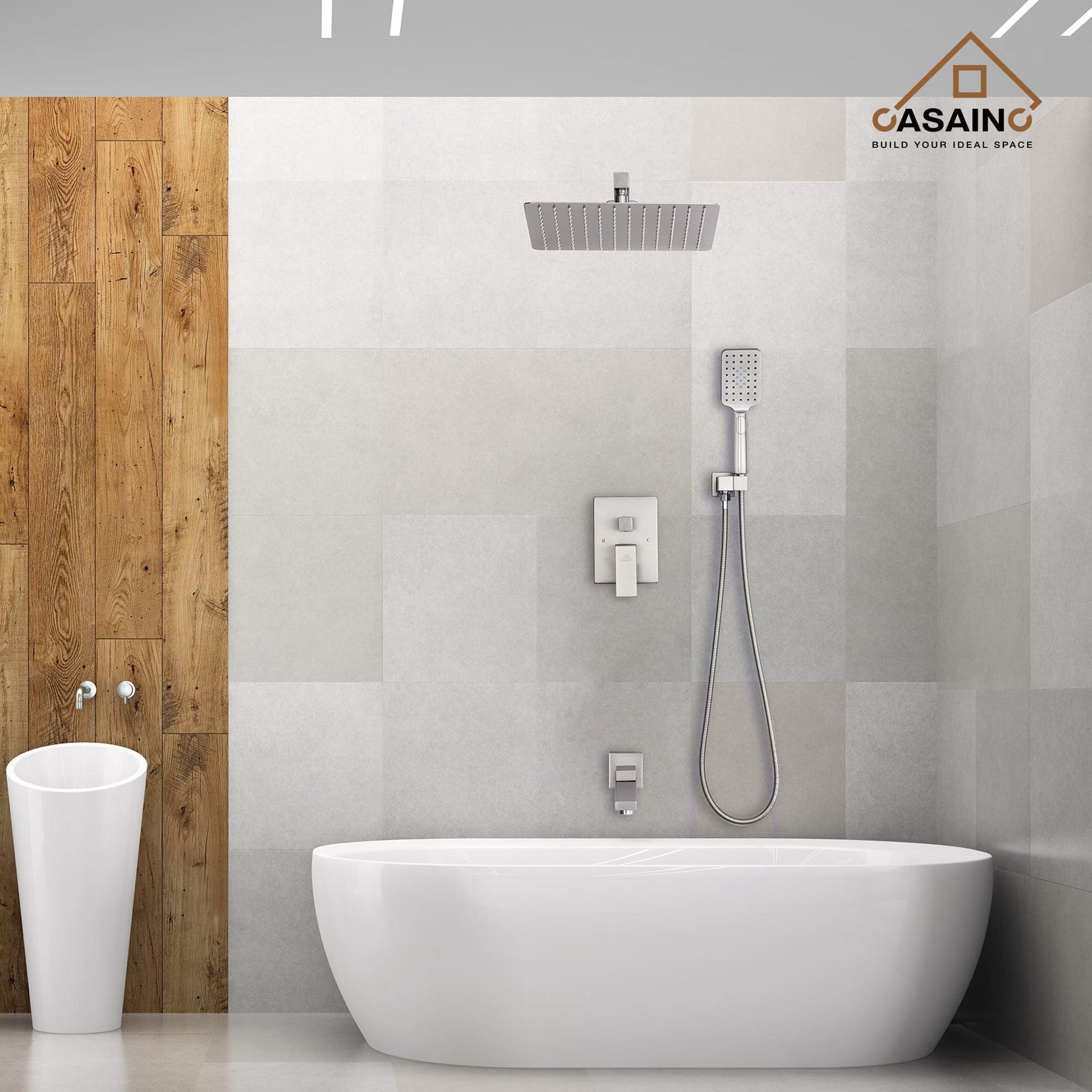 CASAINC Shower System with Rain Shower and Handheld and Tub Faucet Shower Set 