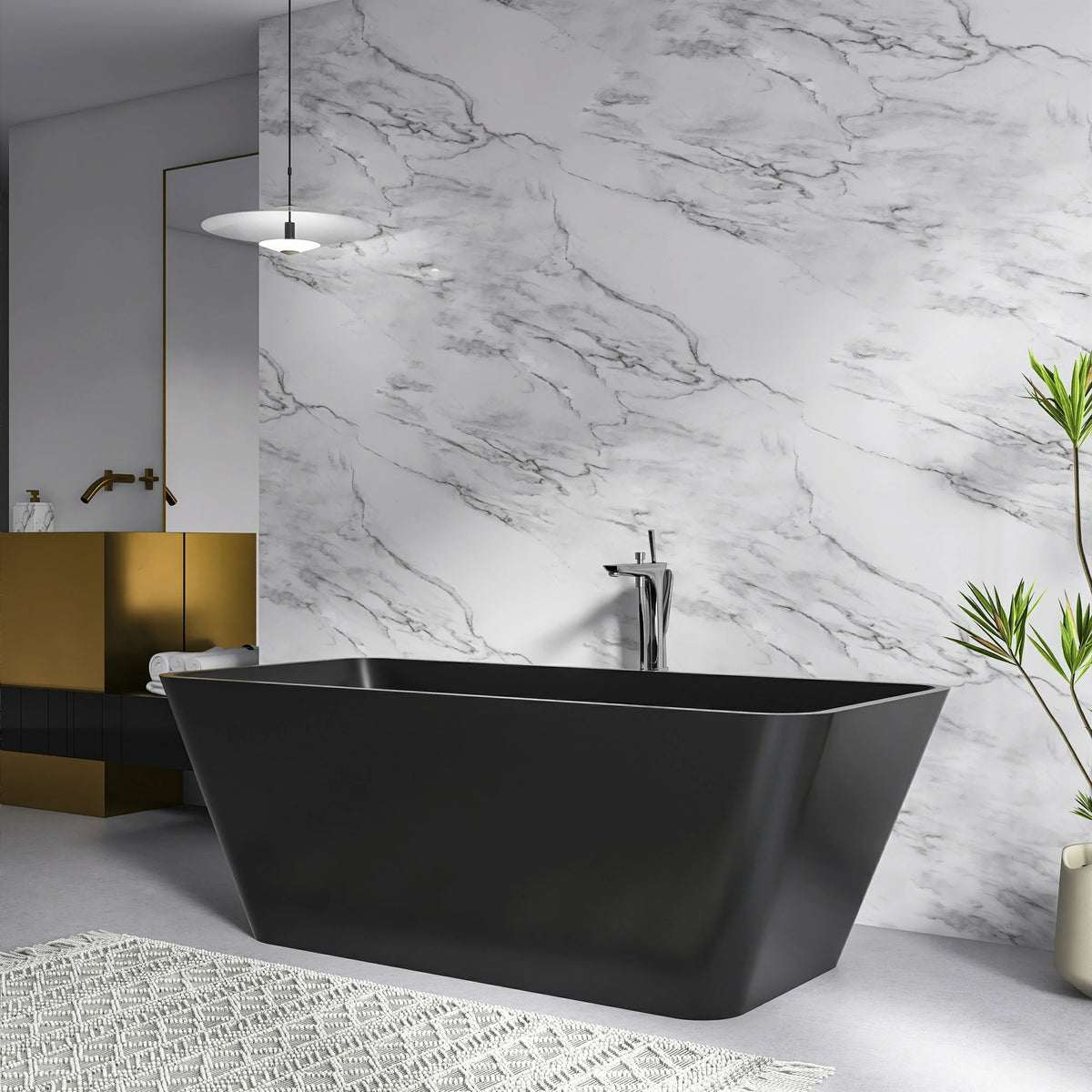 67 Inch Freestanding Solid Surface Soaking Bathtub for Bathroom