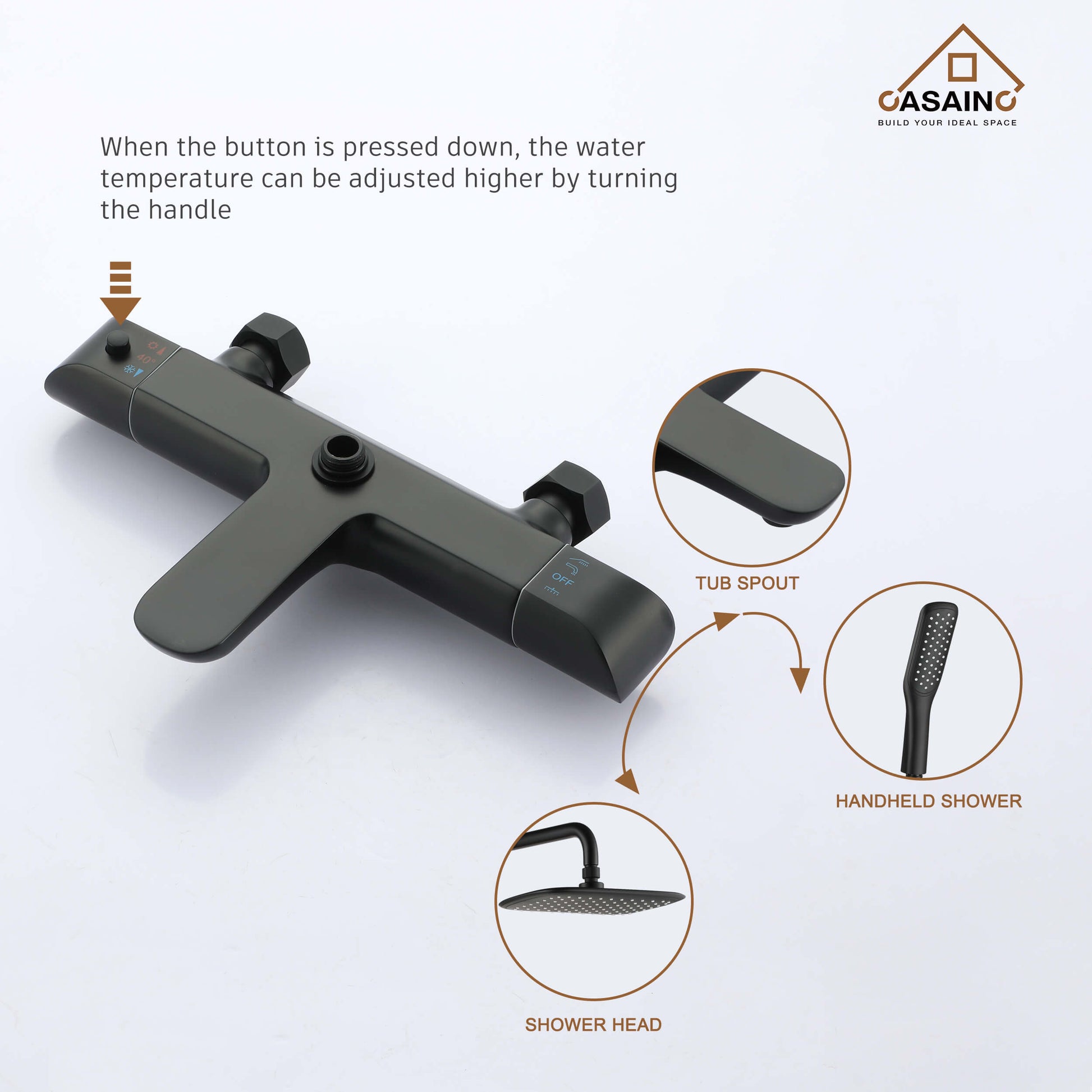 CASAINC Shower System in Matte Black