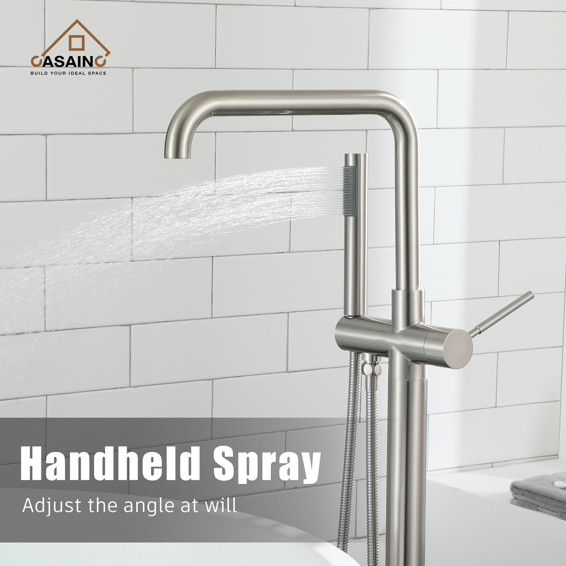 CASAINC Freestanding Bathroom Bathtub Faucet with Hand Shower