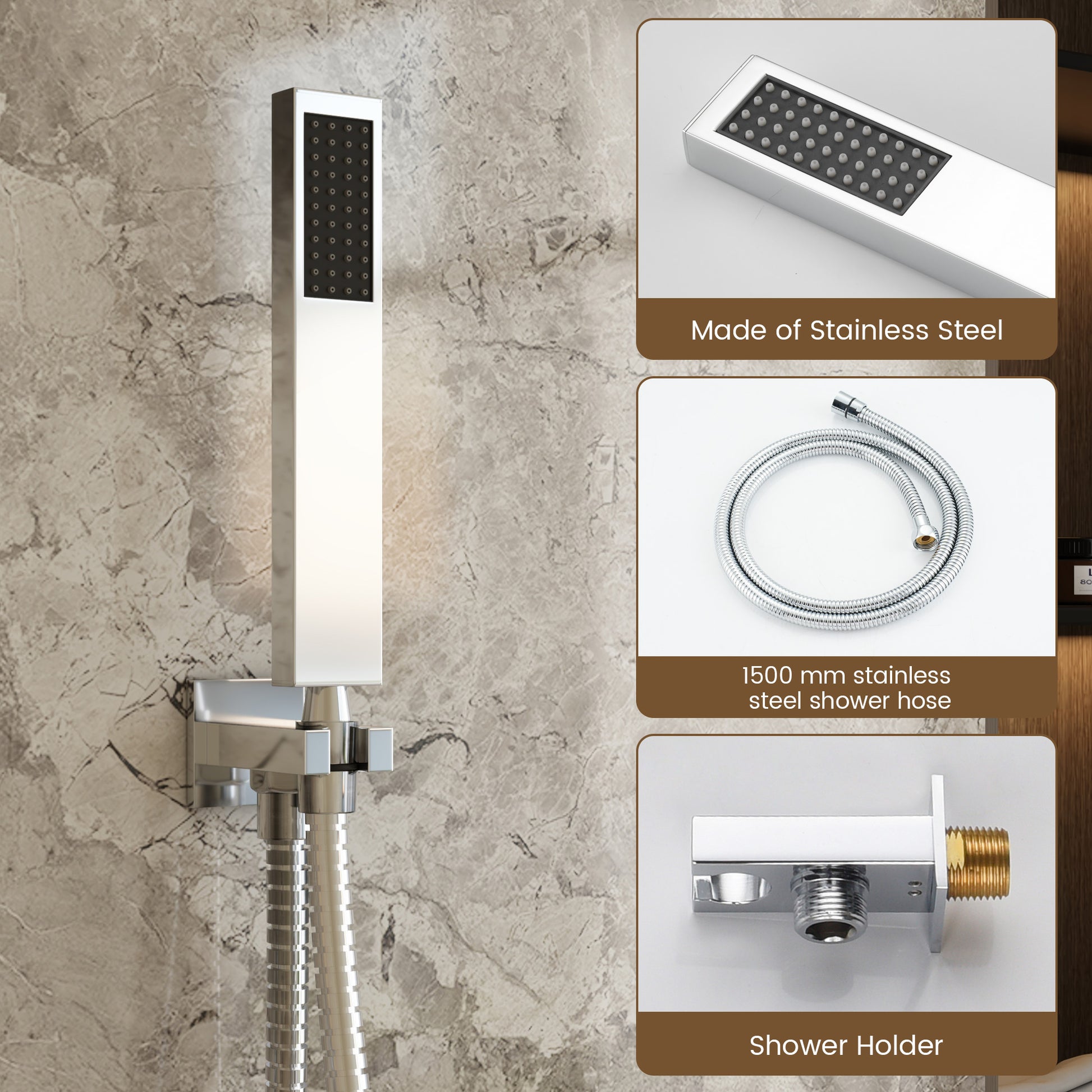 10" Wall Mounted Dual Shower Head Rain Shower System with Tub Spout