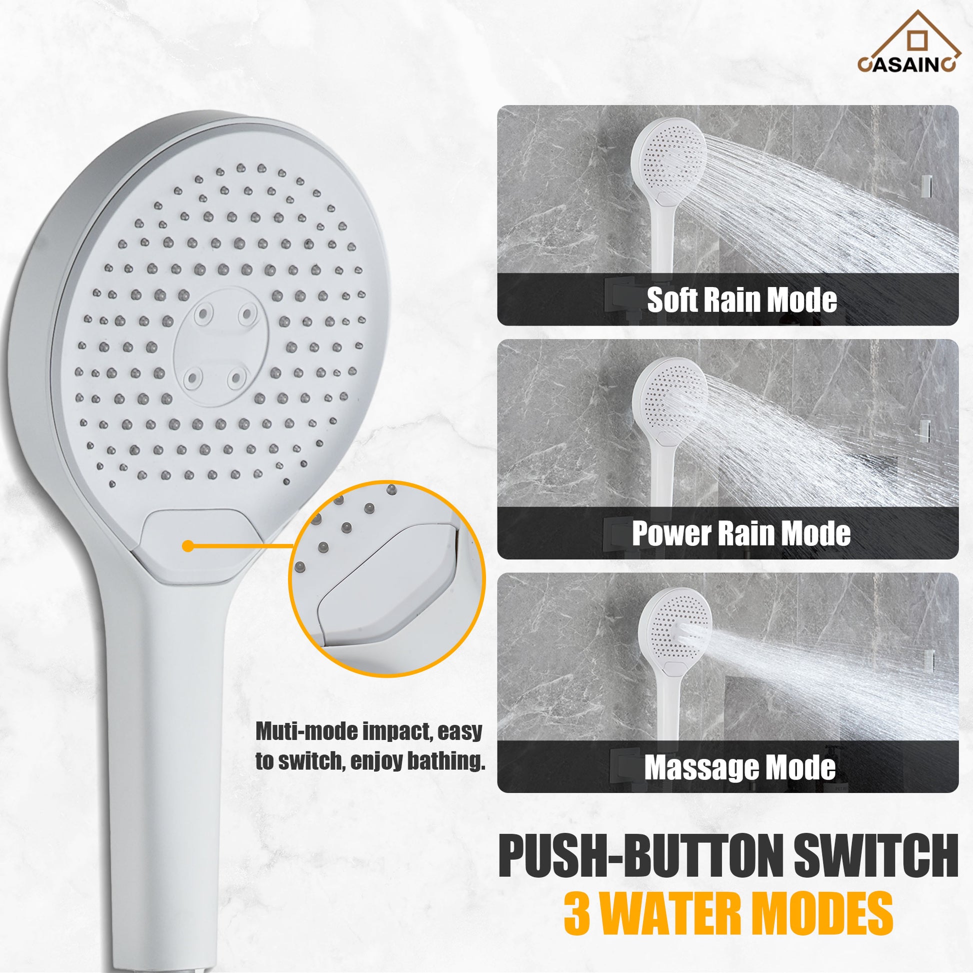 16'' Round Rainfall Multifunctional Shower System With 3-Spray Modes