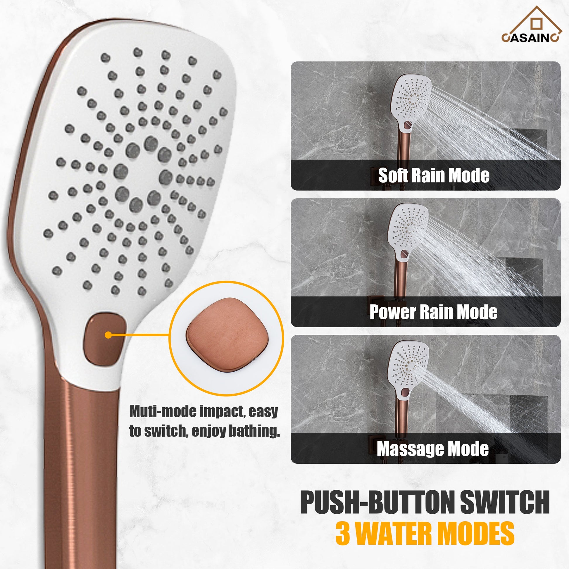 16'' Concealed Multi-Function Shower System 3-Spray Modes Showerhead