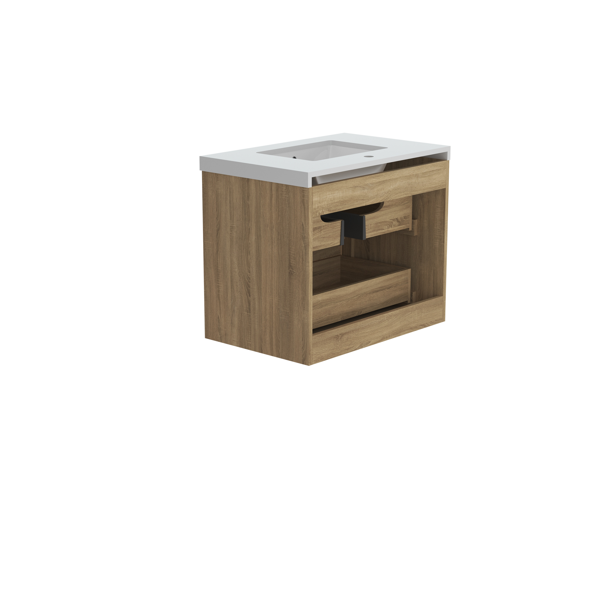 30" Wall-mount Single Sink Bathroom Vanity with Marble Top