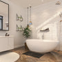 CASAINC 59/63/67/71" Solid Surface Freestanding Bathtub, Egg Shell Shaped Stone Resin Freestanding Tubs, Contemporary Oval Soaking Tub with Overflow and  Drain, Matte White