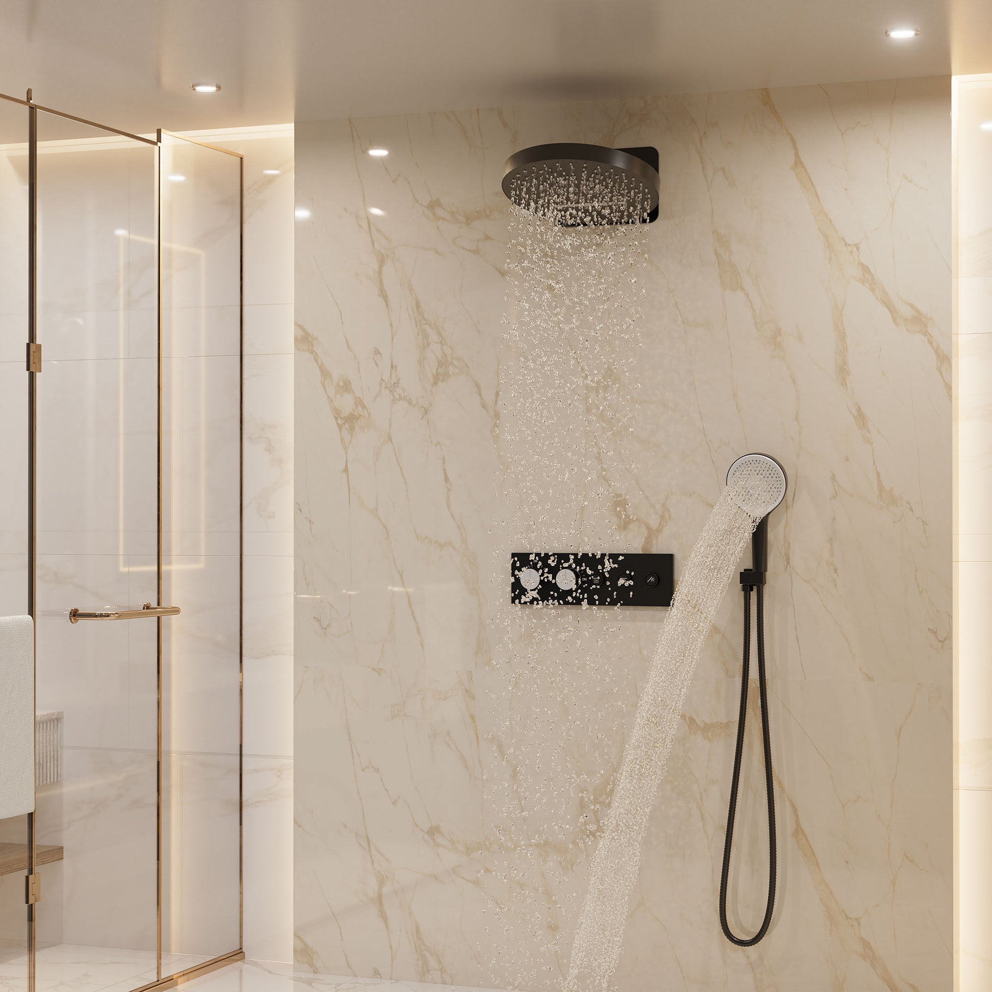 16'' Round Rainfall Multifunctional Shower System With 3-Spray Modes