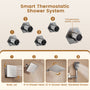 12" Dual Shower Head System with with 360° Side Sprays & Shelving Shower Holder