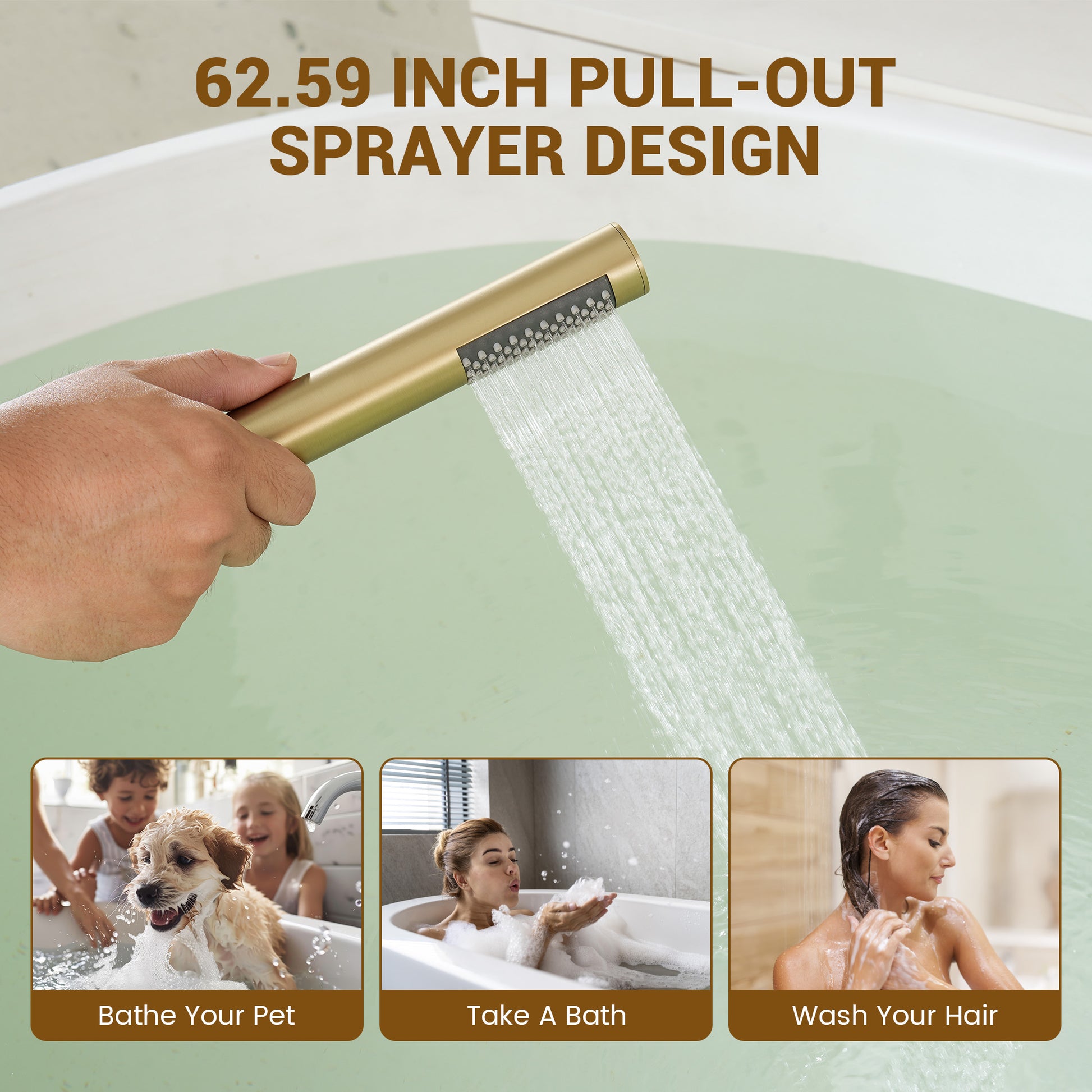 2-Handle Waterfall Roman Tub Faucet with Handheld Shower